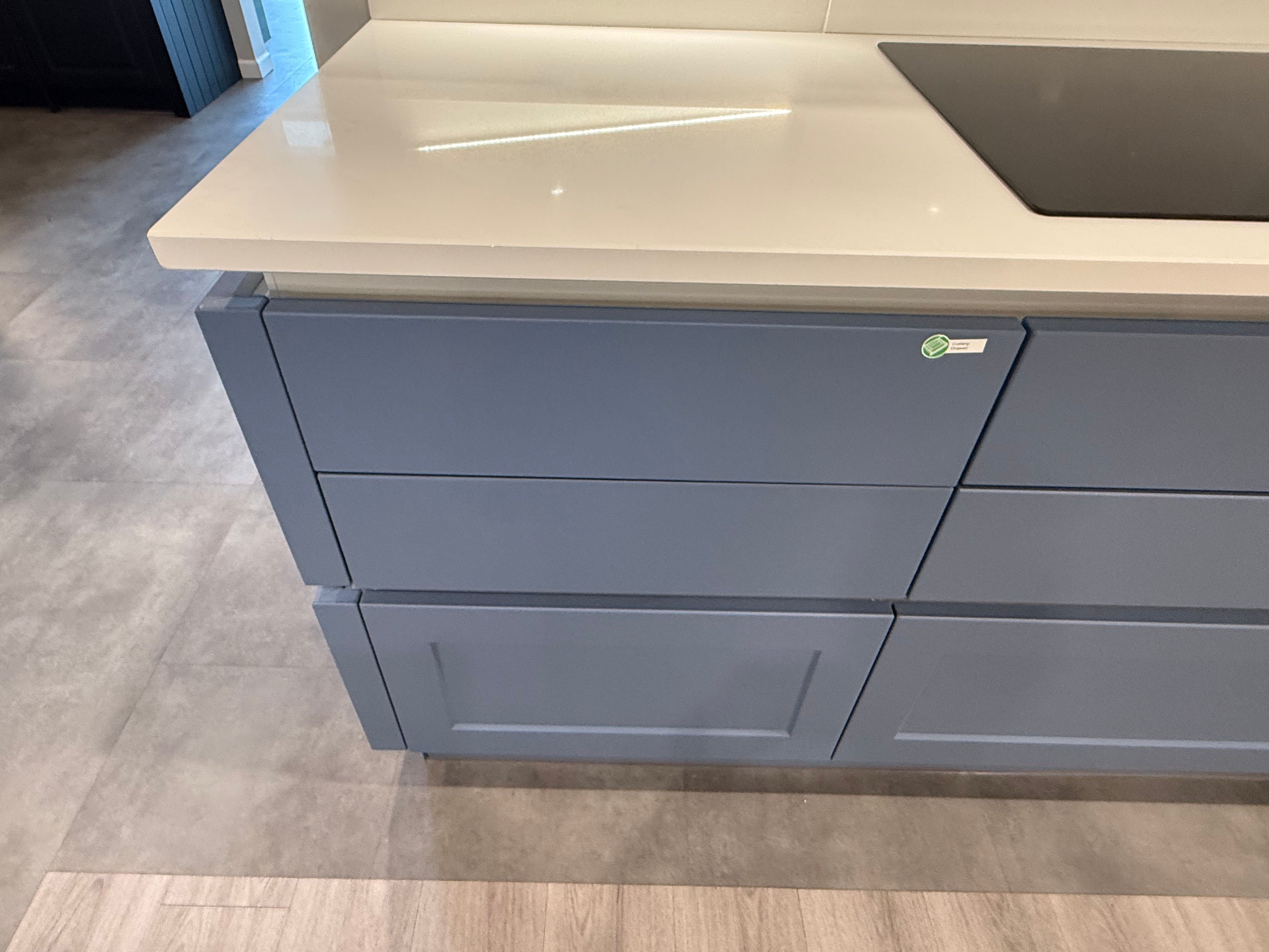 Wren Milano Shaker Chelsea Juratek Smoke Blue Matte Kitchen Wall