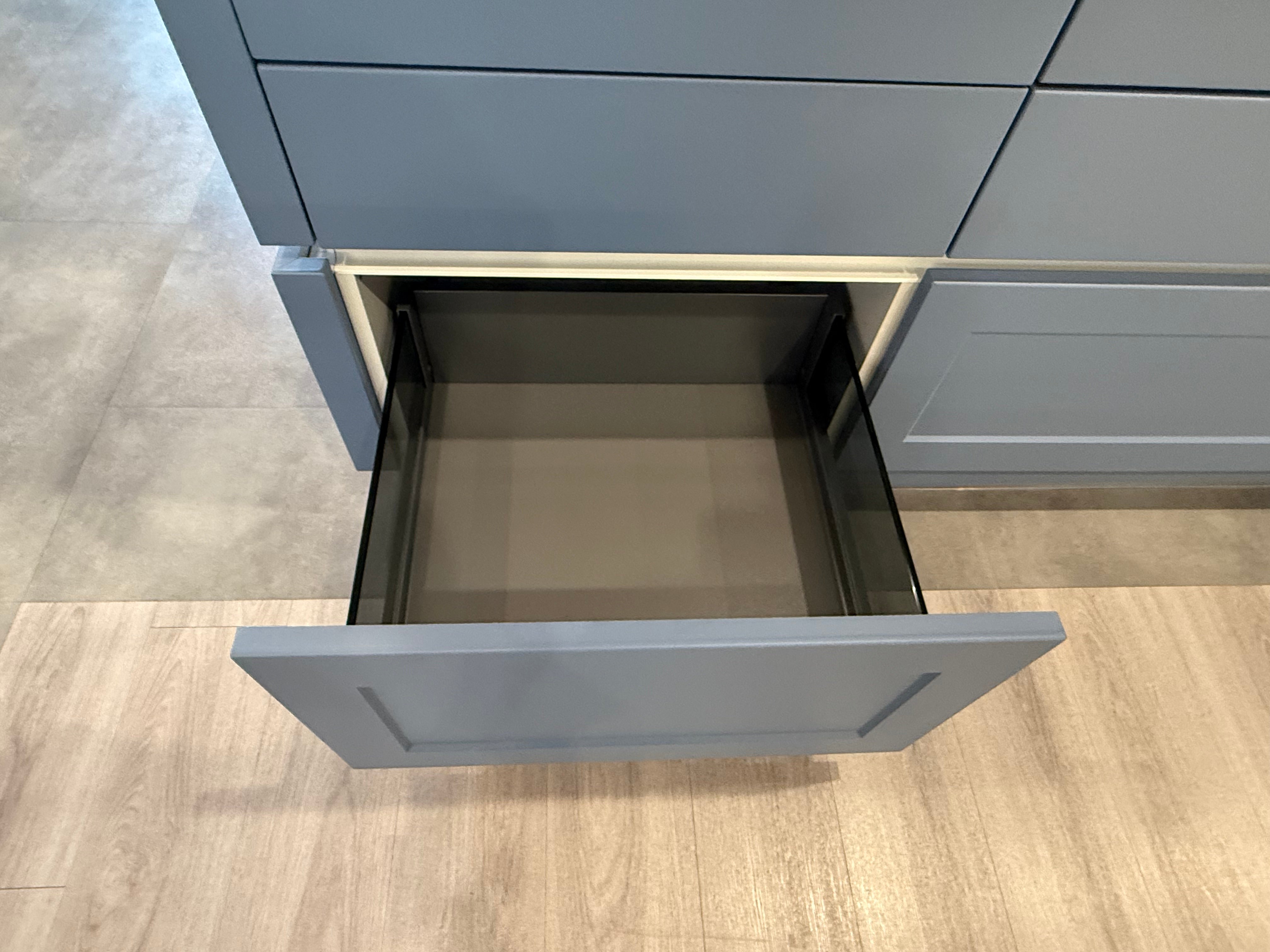 Wren Milano Shaker Chelsea Juratek Smoke Blue Matte Kitchen Wall