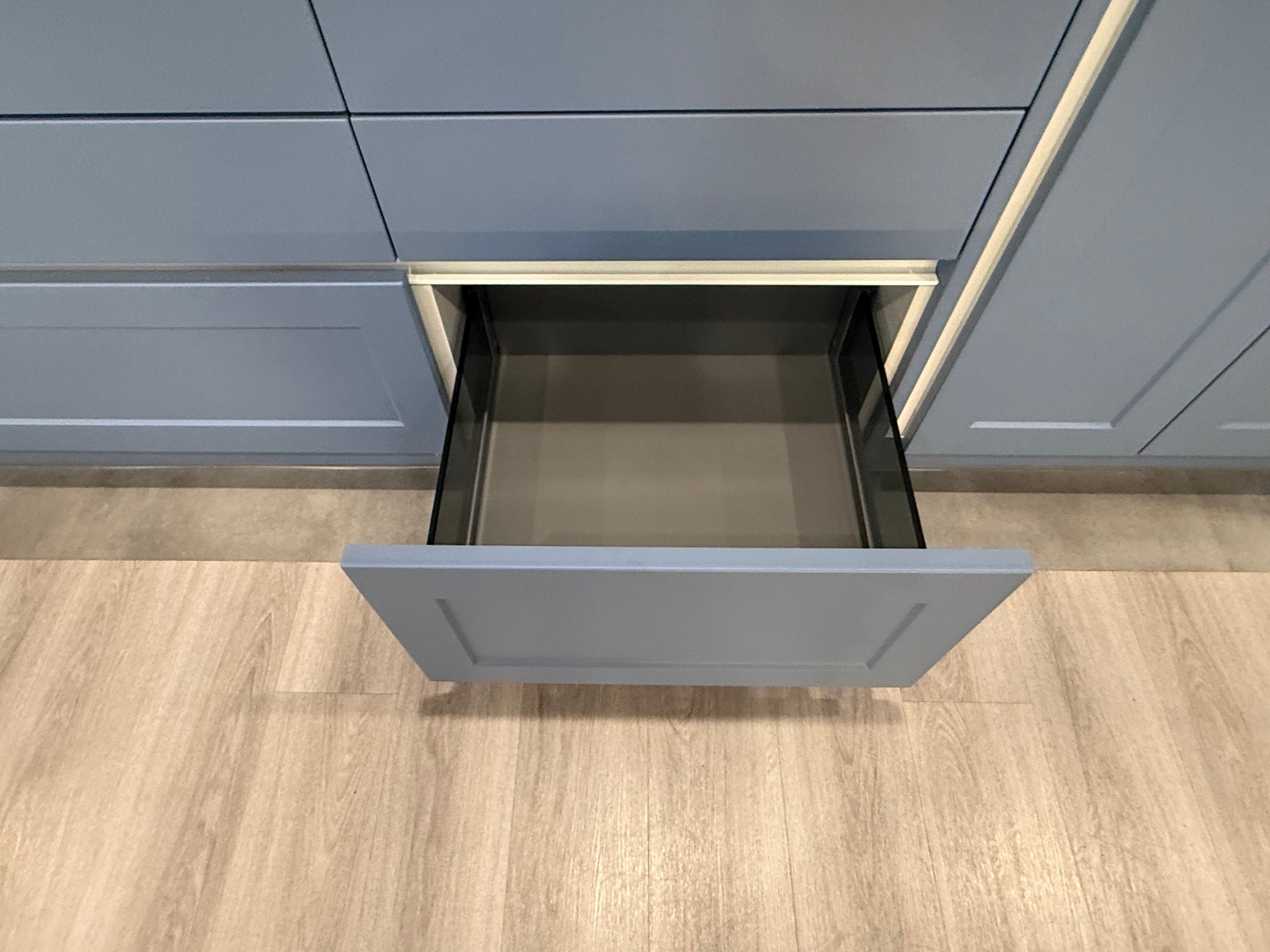 Wren Milano Shaker Chelsea Juratek Smoke Blue Matte Kitchen Wall