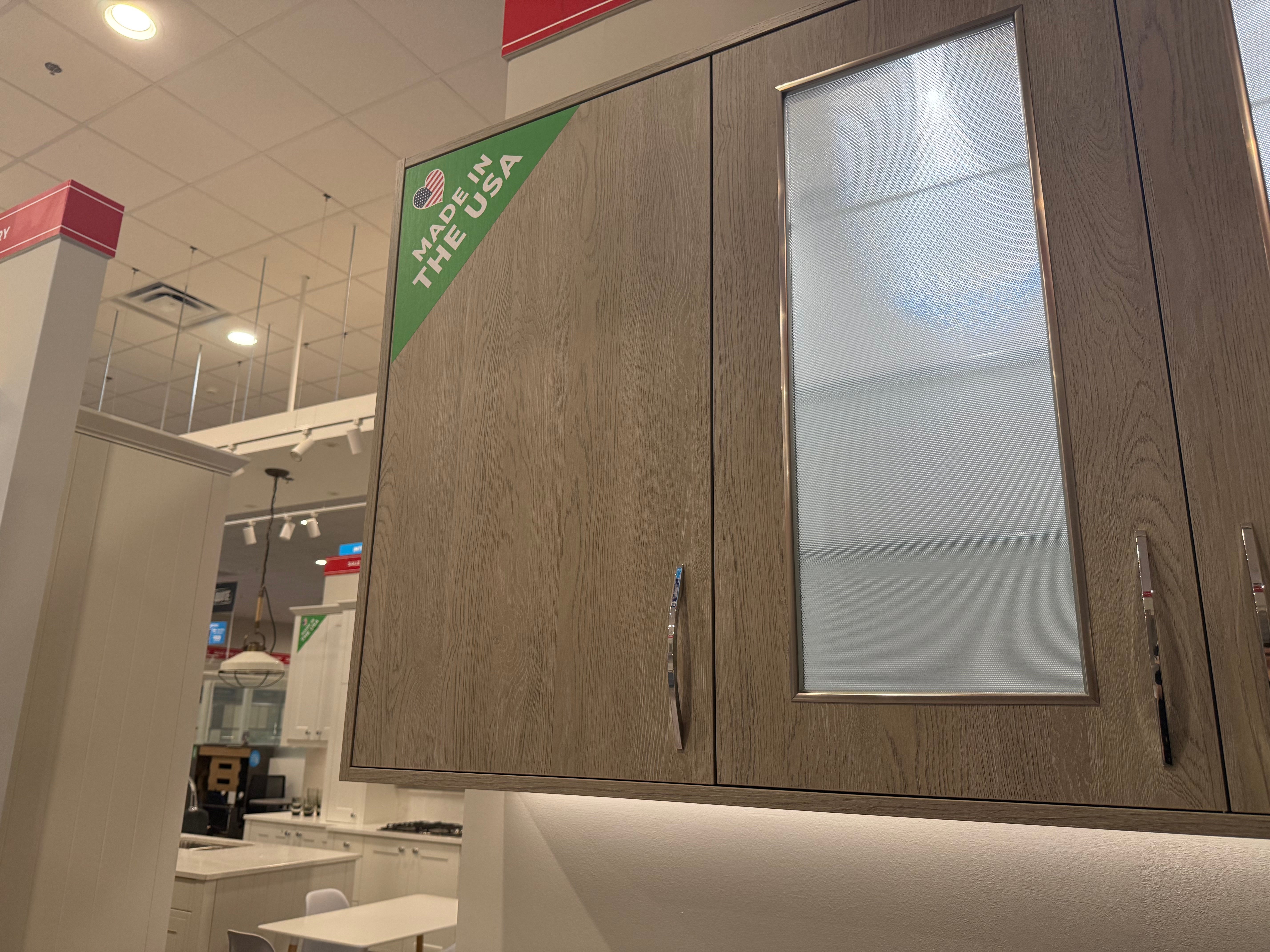 Wren Ultra Cloud Blue Gloss & Elements Limed Oak Matte Kitchen
