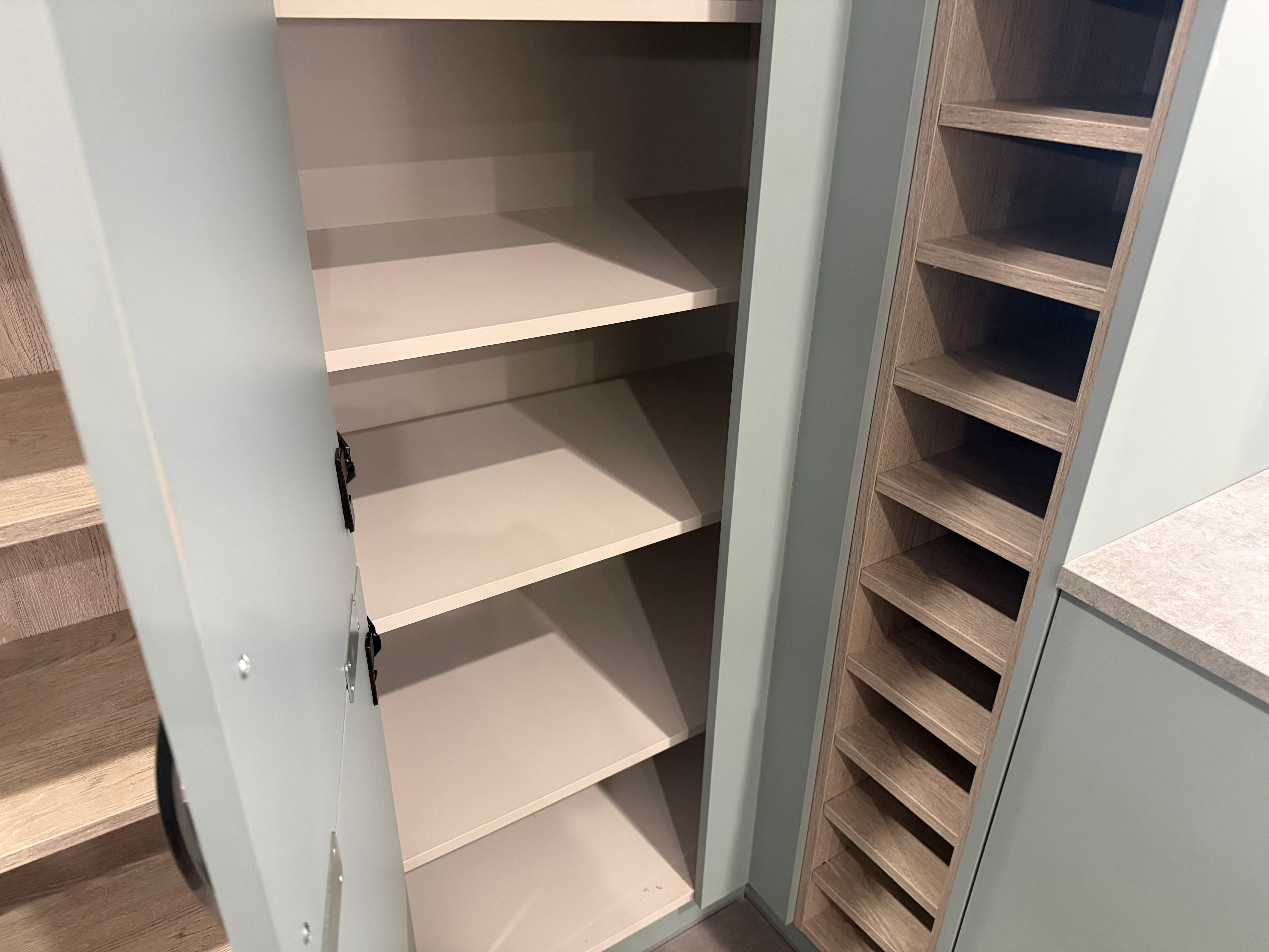 Wren Ultra Cloud Blue Gloss & Elements Limed Oak Matte Kitchen