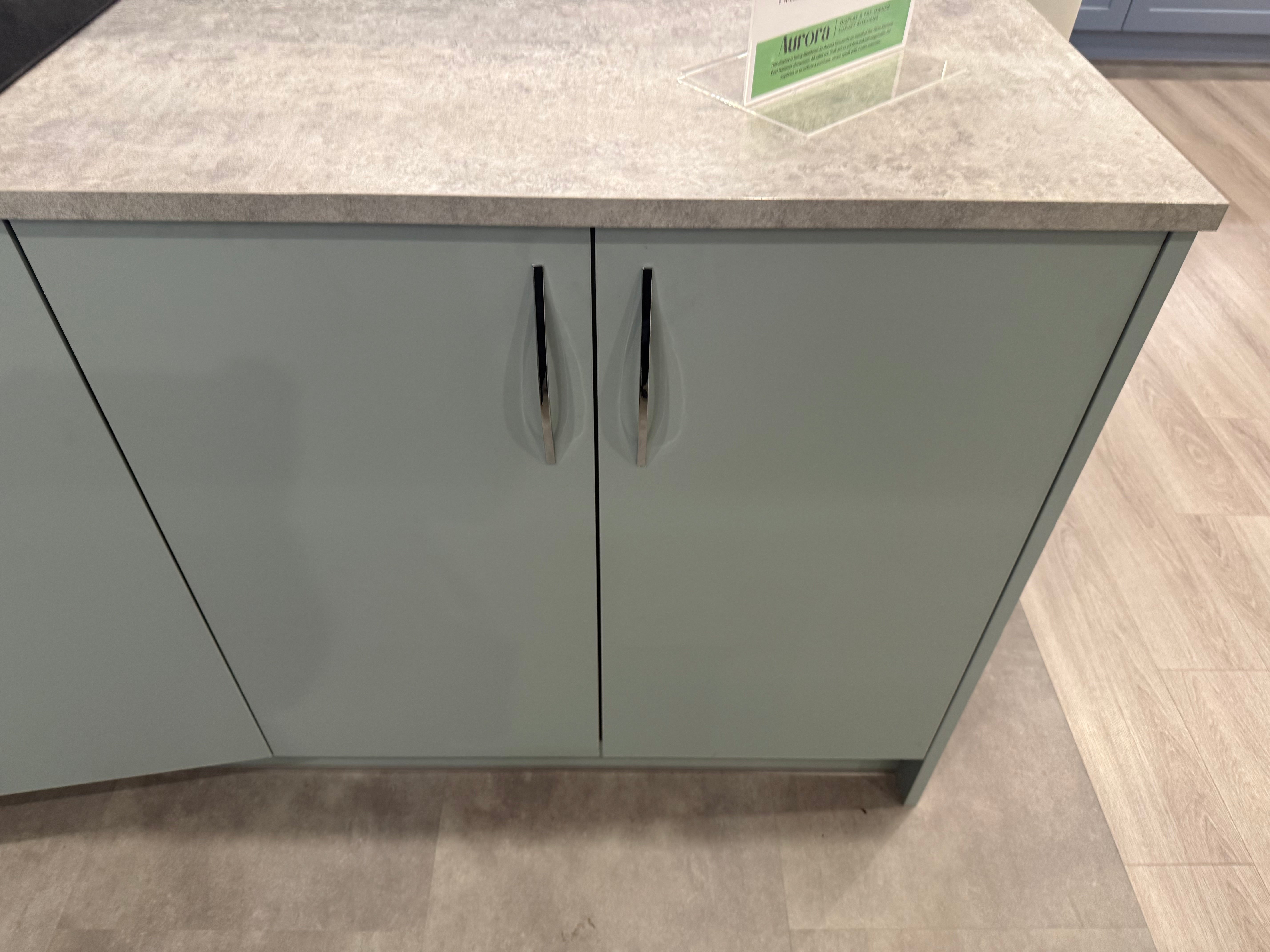 Wren Ultra Cloud Blue Gloss & Elements Limed Oak Matte Kitchen