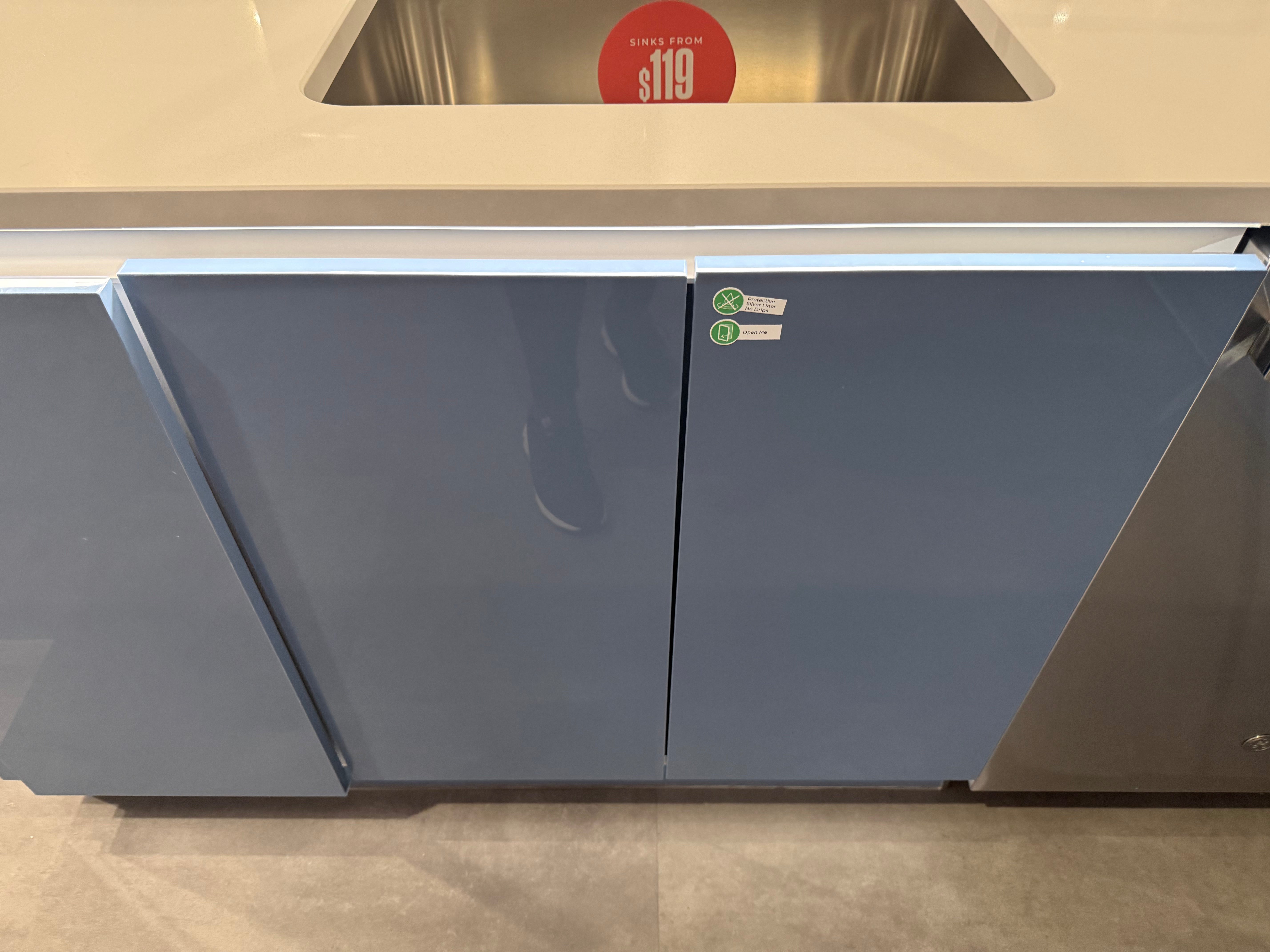 Wren Infinity Plus Blue Gloss Handleless Kitchen