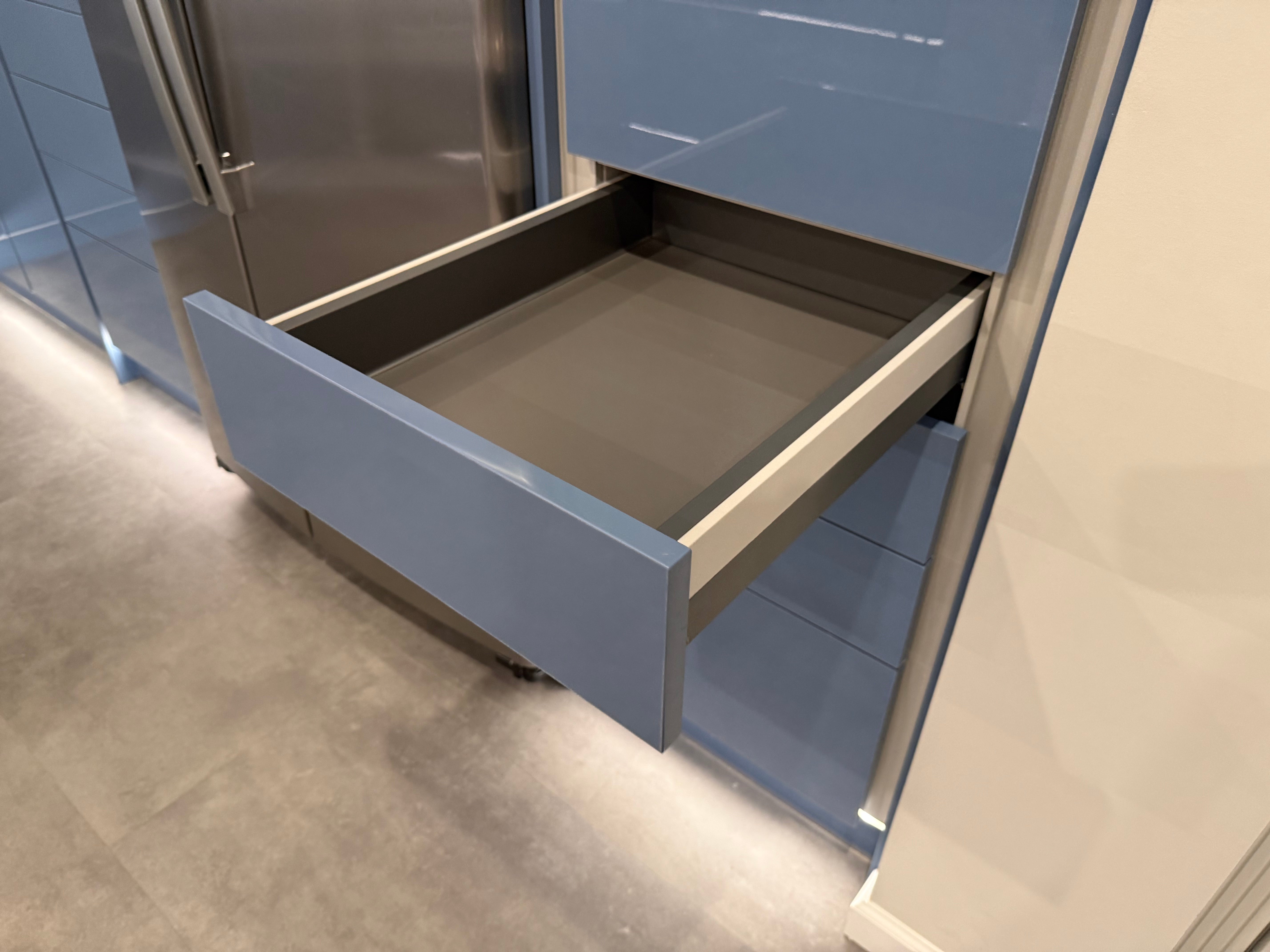Wren Infinity Plus Blue Gloss Handleless Kitchen