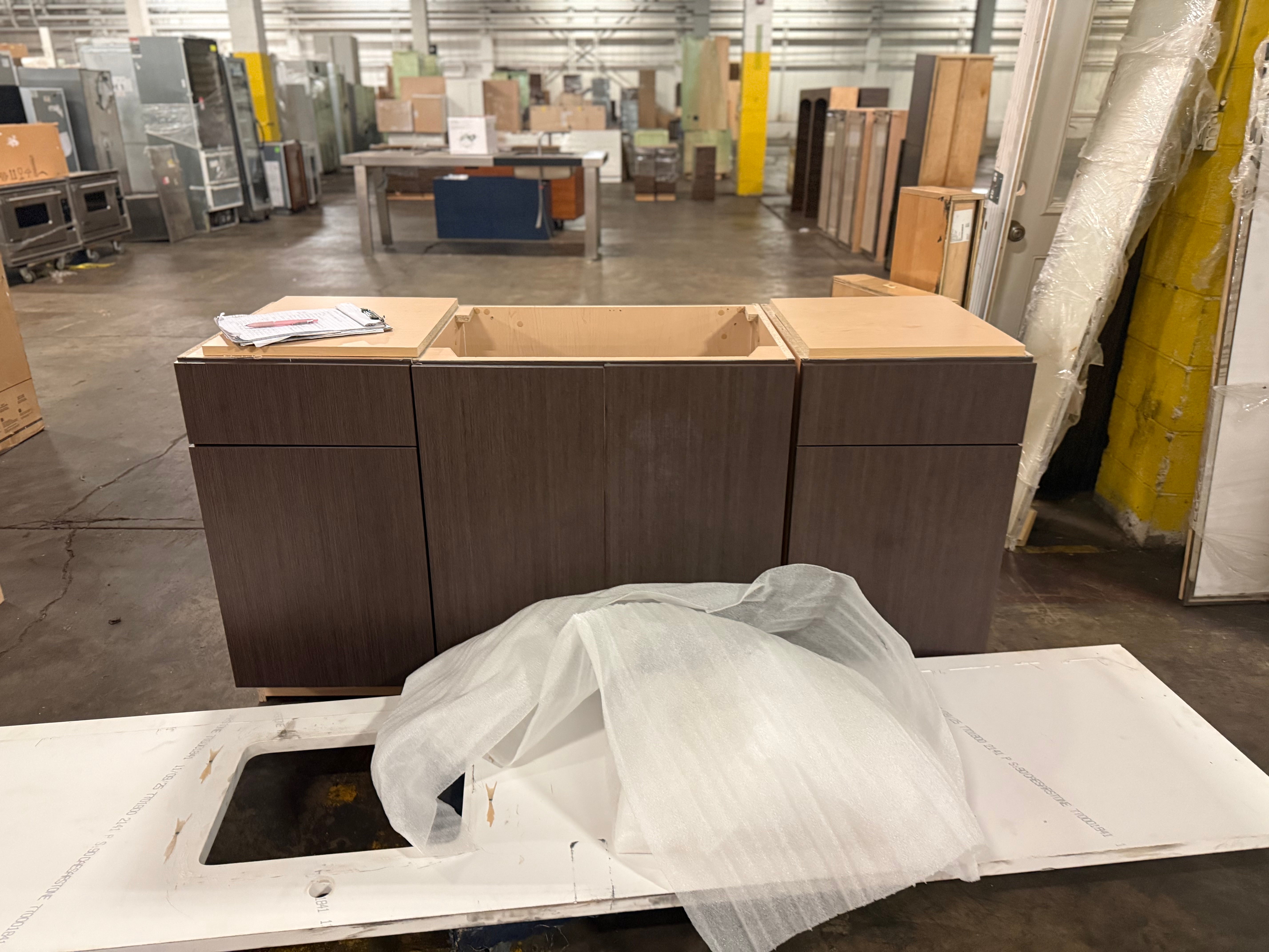 Cabico 100" Rich Oak Wood Grain Laminate Single Vanity