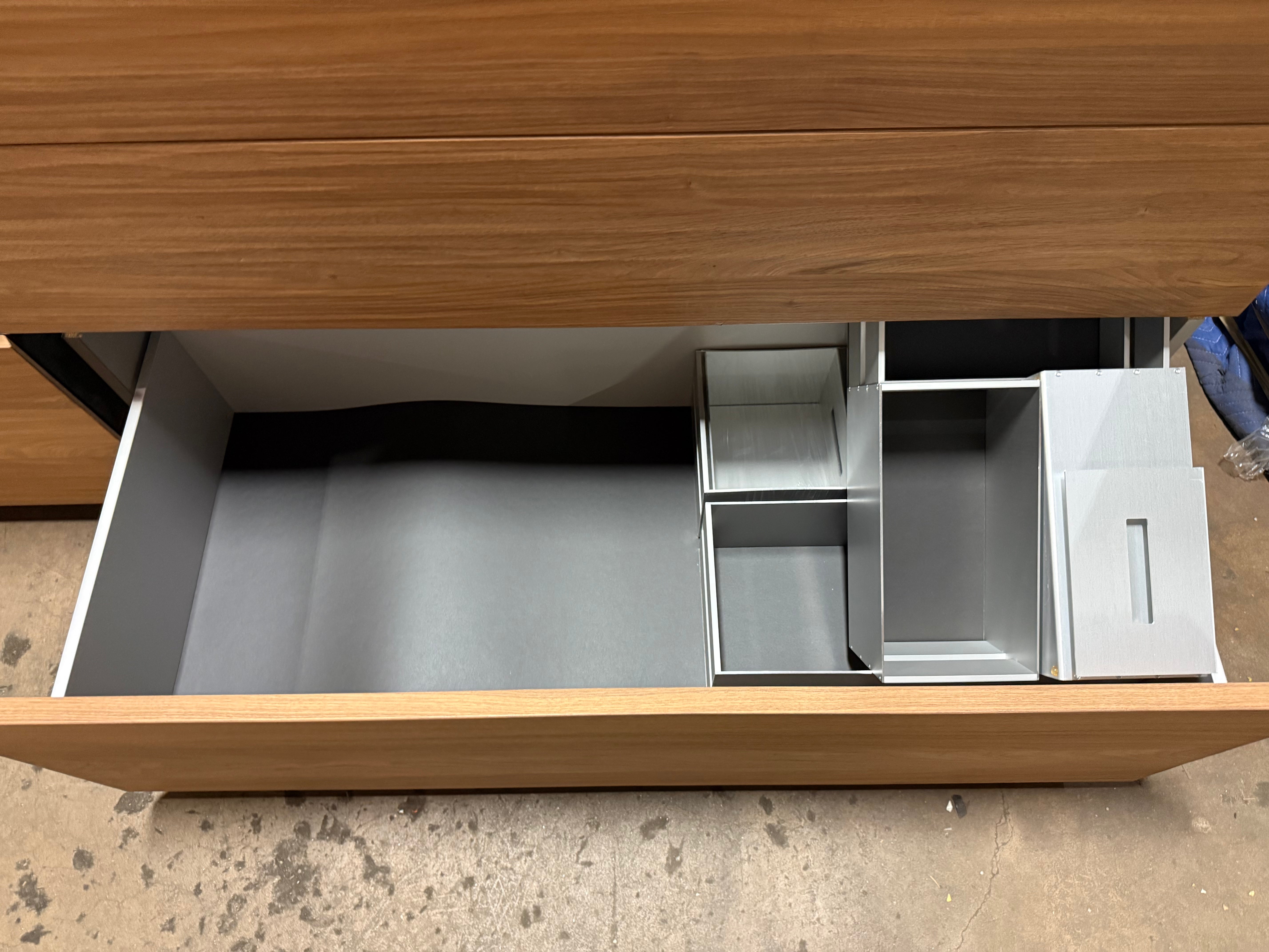 Poliform Phoenix Multi-Tone Modern Kitchen with Artex Island, Stone Countertops and Miele Appliances