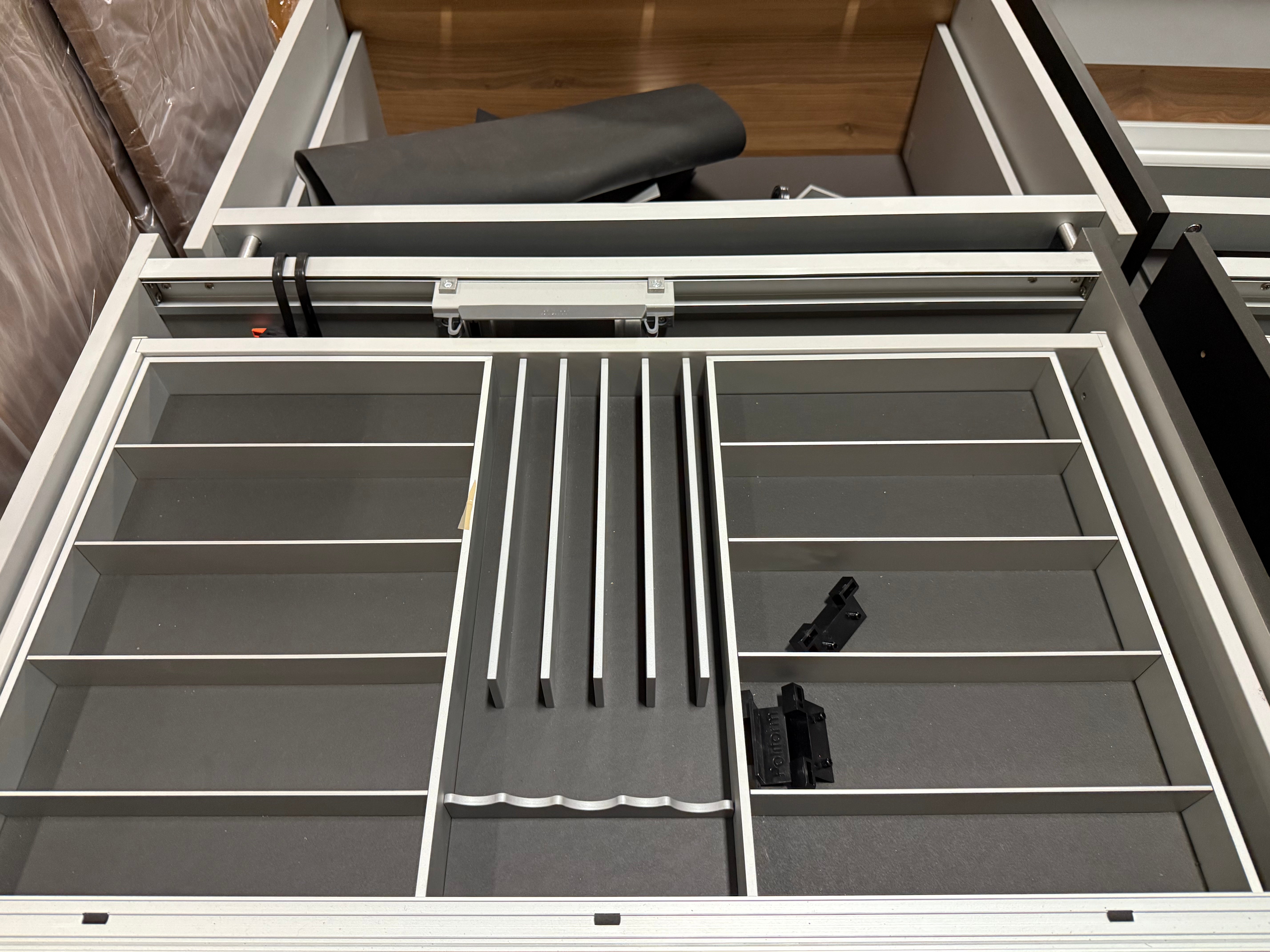 Poliform Phoenix Multi-Tone Modern Kitchen with Artex Island, Stone Countertops and Miele Appliances