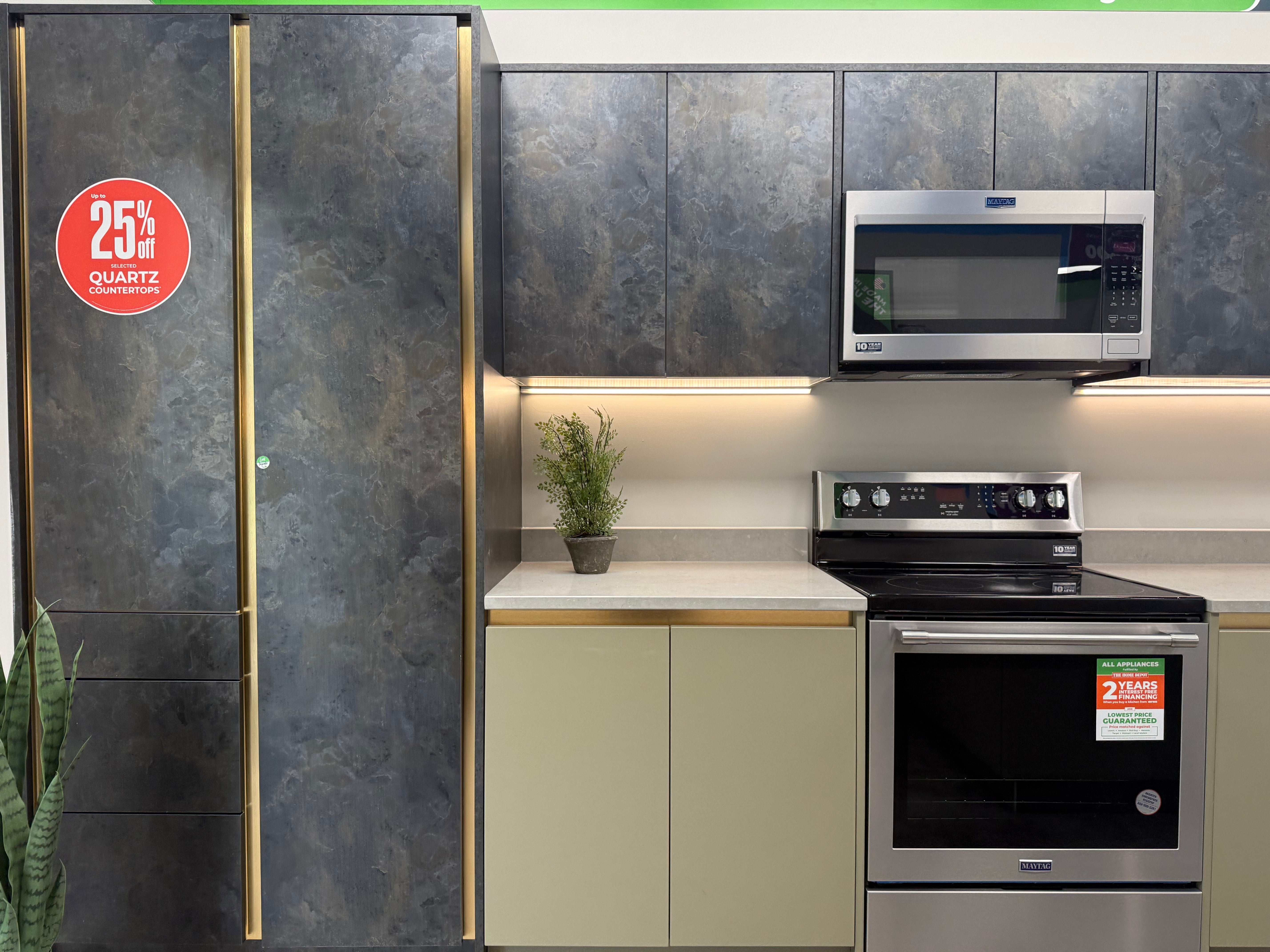 Wren Milano Matte Metallic Night and Olive Green Kitchen