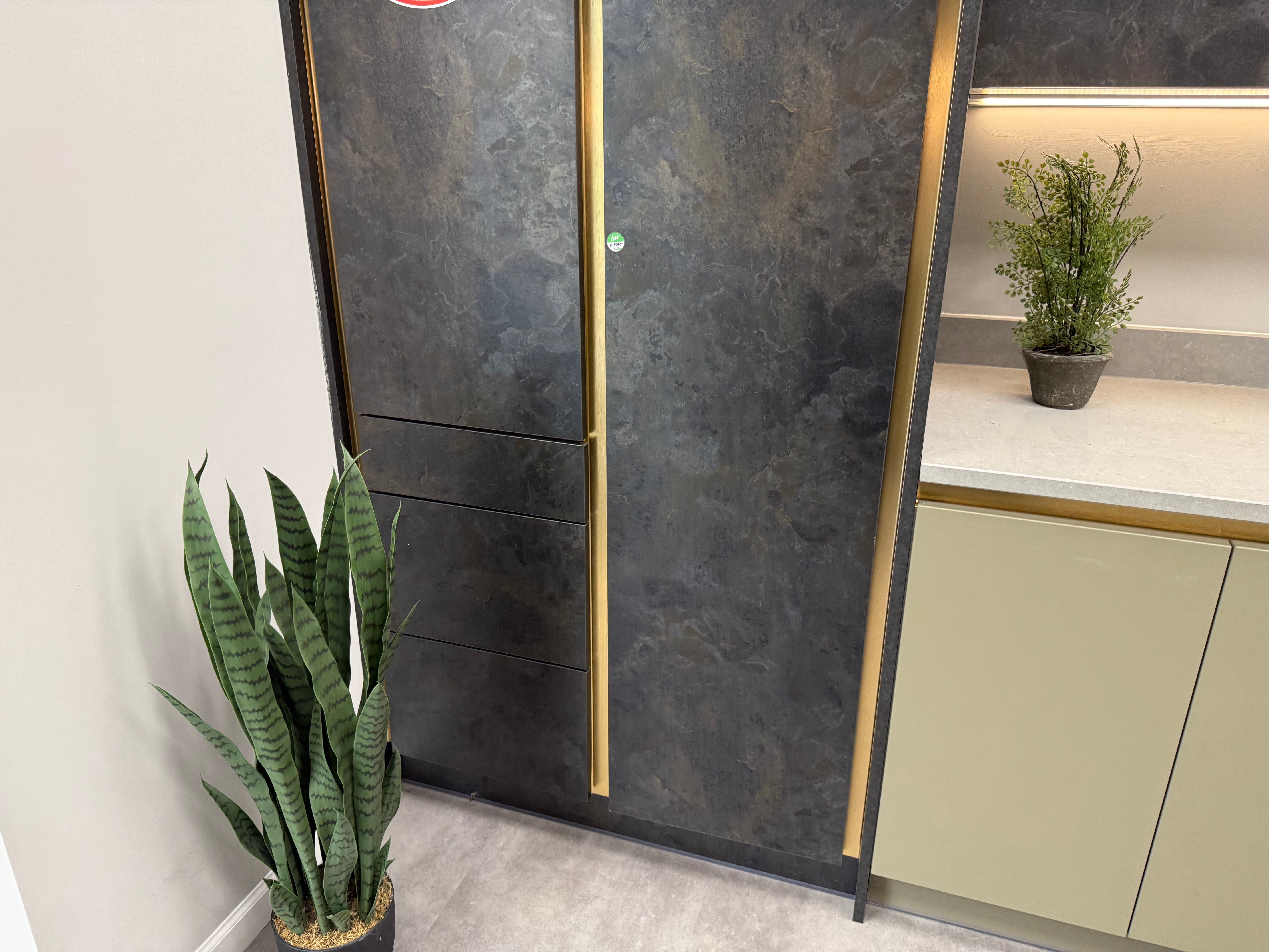 Wren Milano Matte Metallic Night and Olive Green Kitchen
