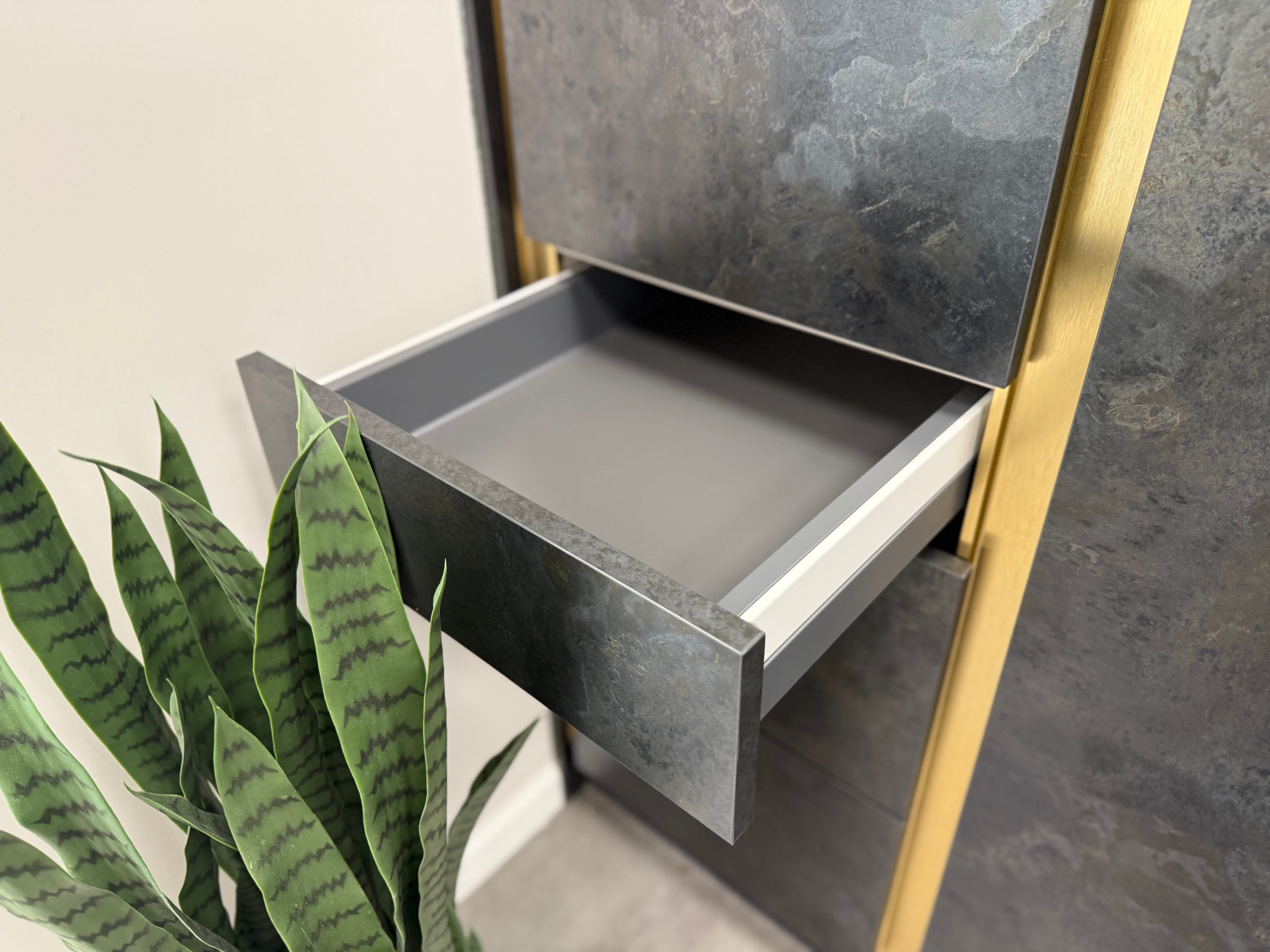 Wren Milano Matte Metallic Night and Olive Green Kitchen