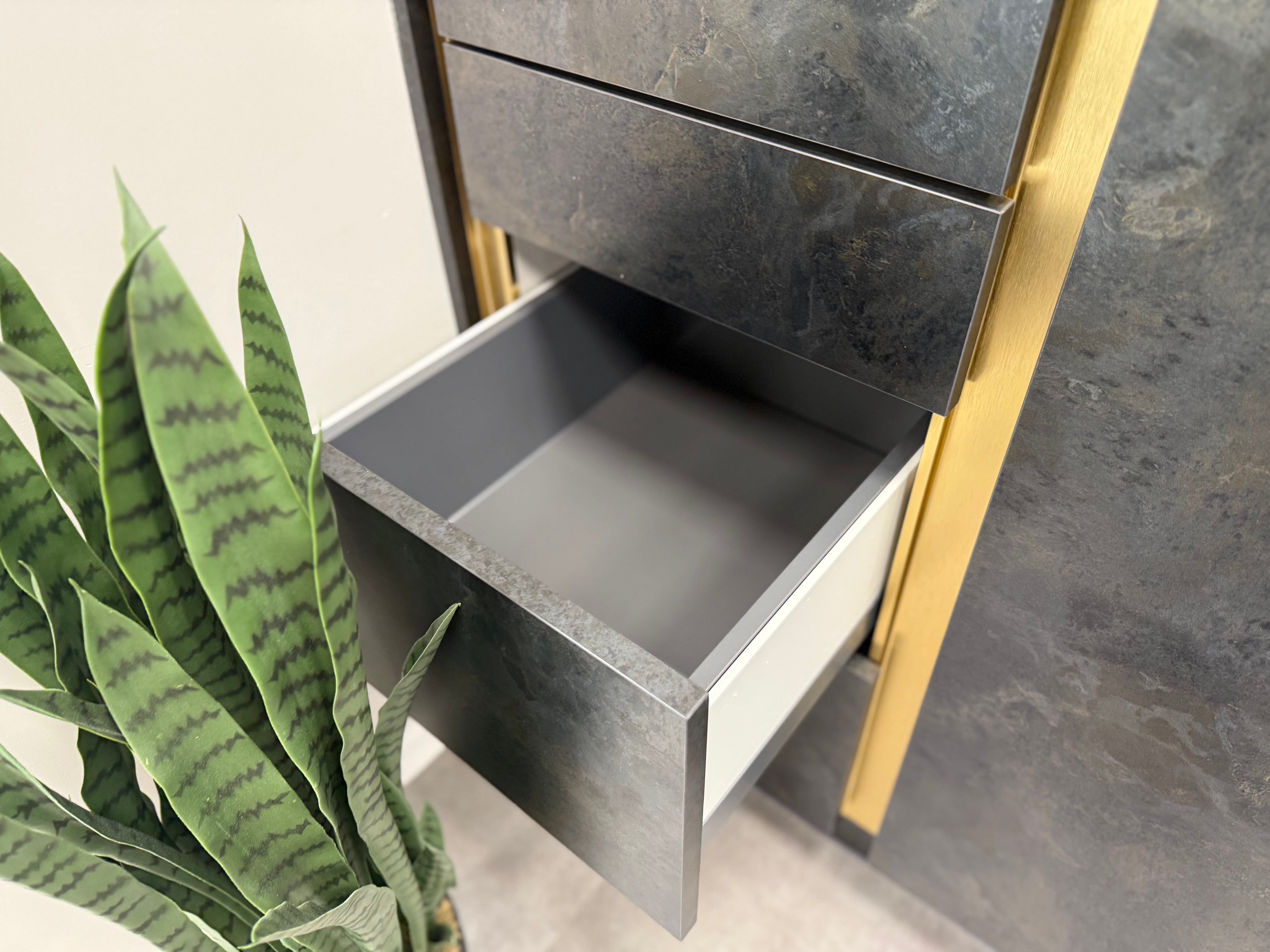 Wren Milano Matte Metallic Night and Olive Green Kitchen