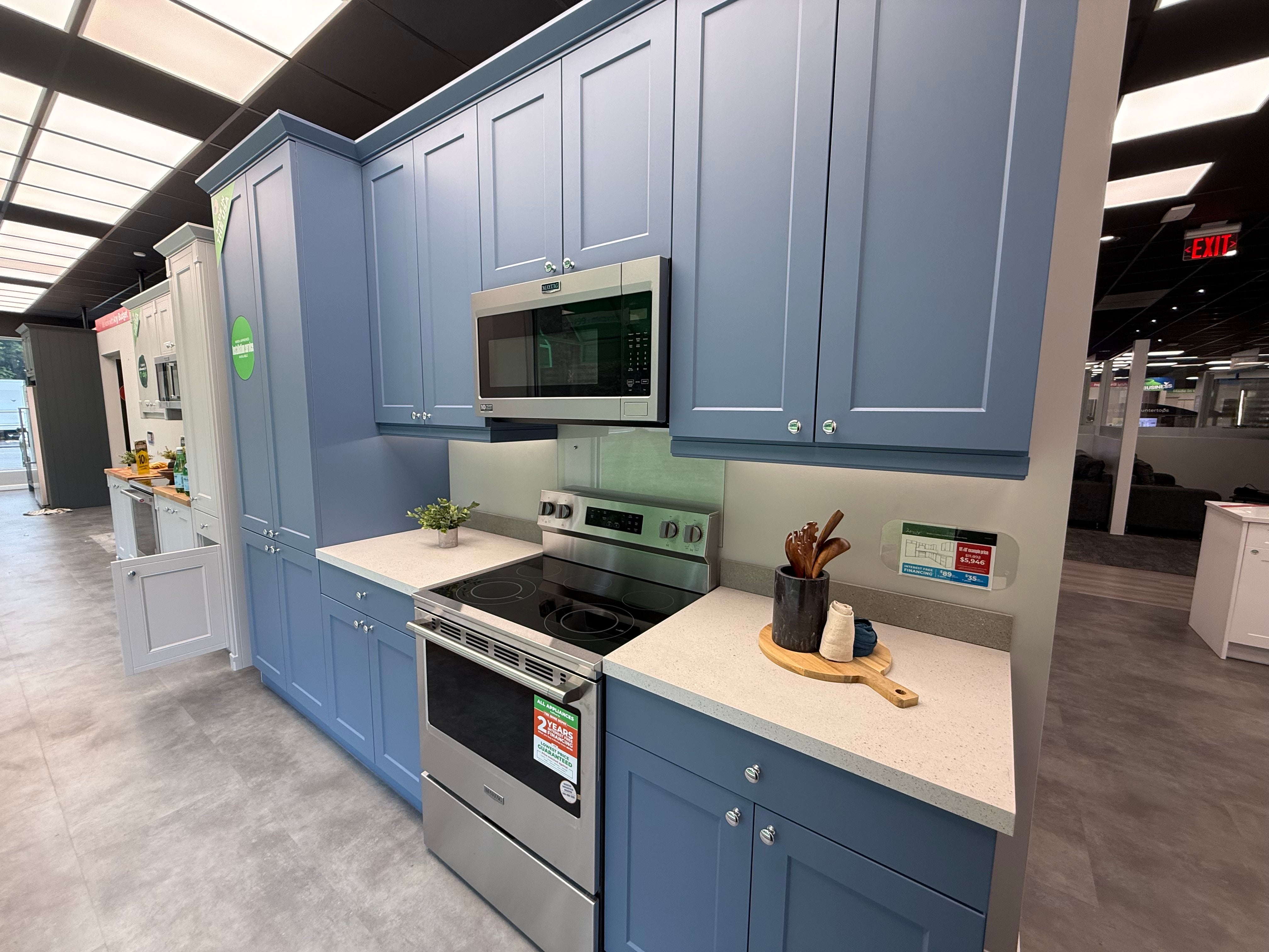 Wren Shaker Chelsea Juratek Matte Smoke Blue Kitchen Wall