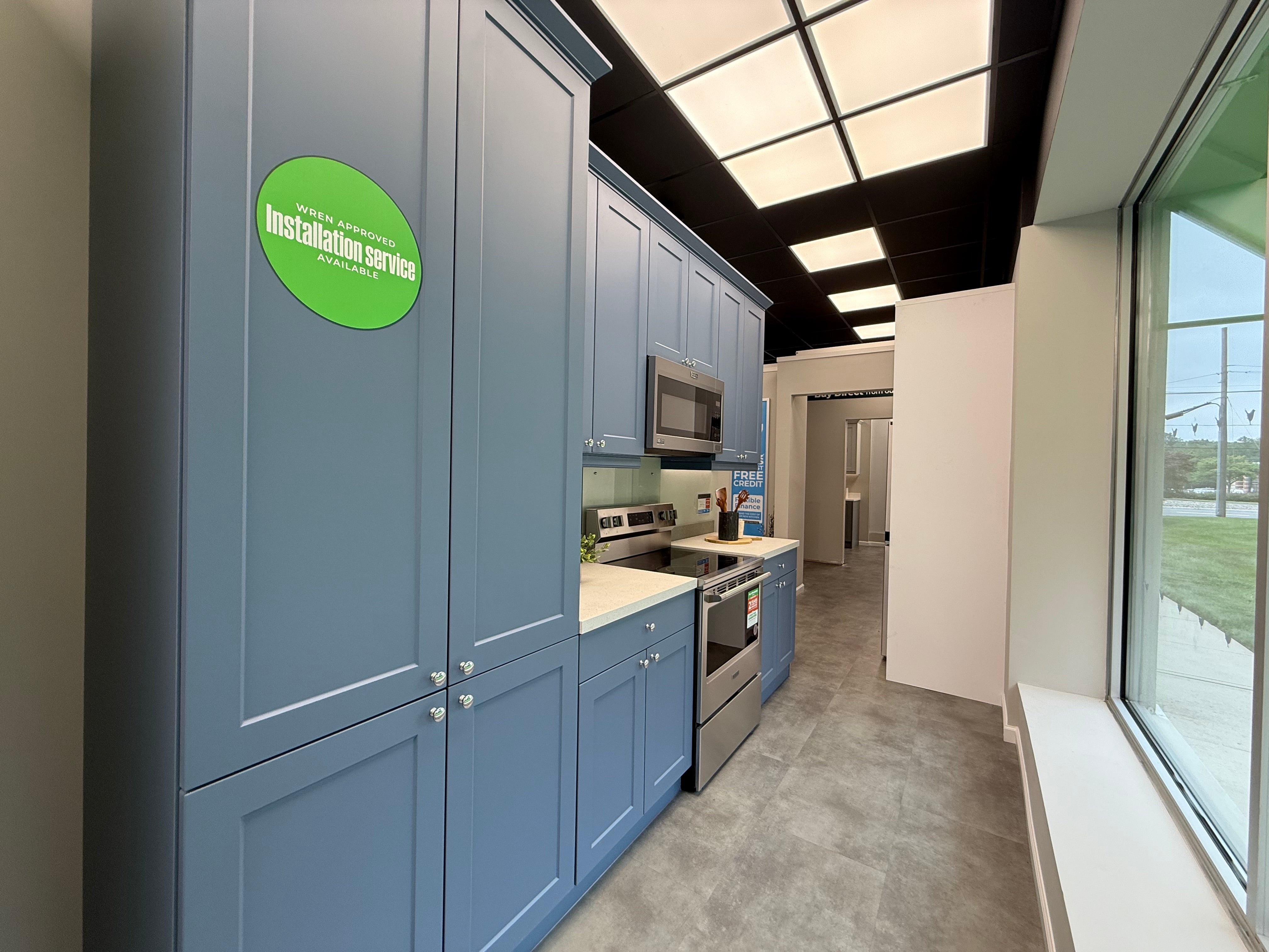 Wren Shaker Chelsea Juratek Matte Smoke Blue Kitchen Wall