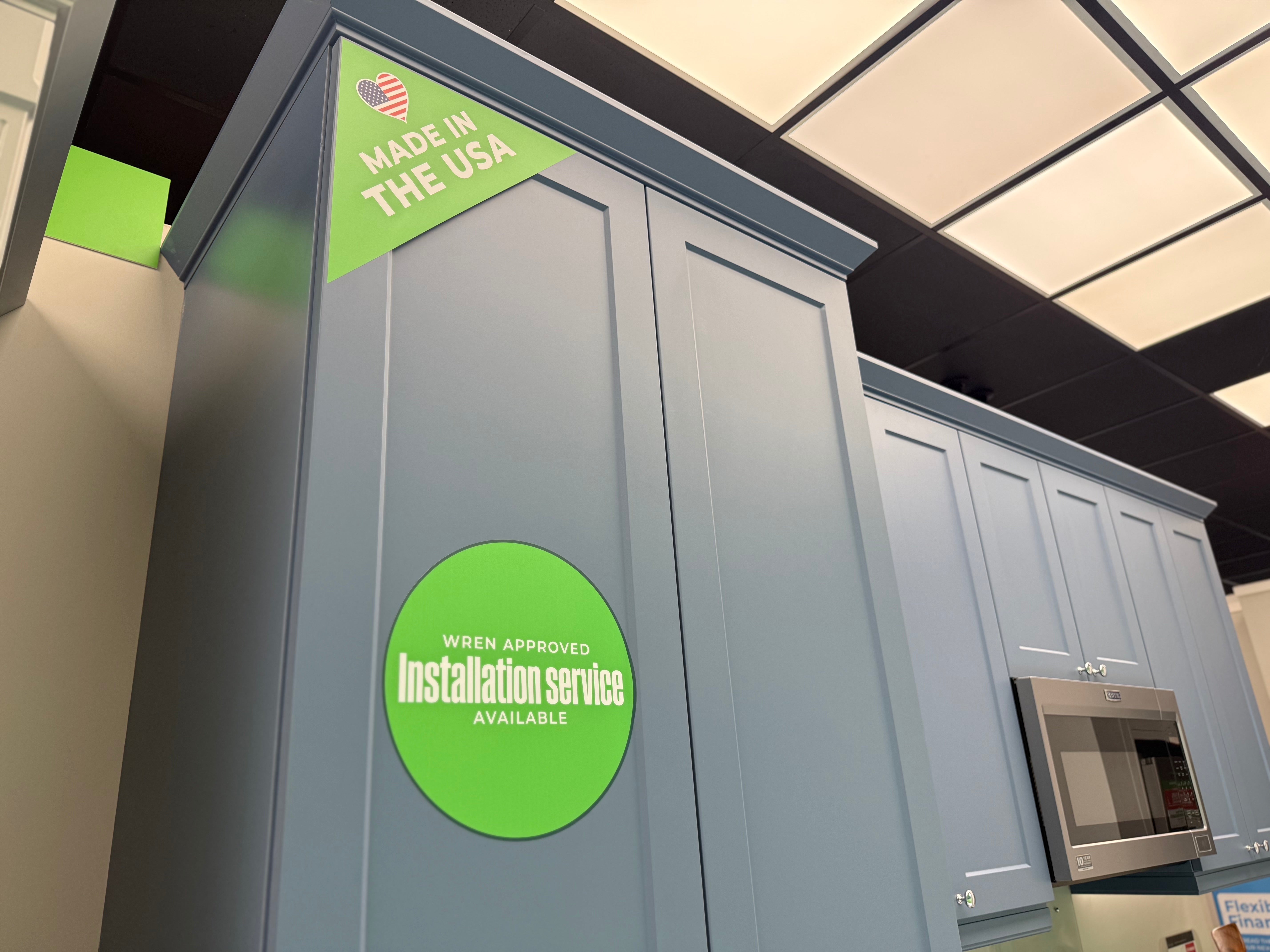 Wren Shaker Chelsea Juratek Matte Smoke Blue Kitchen Wall