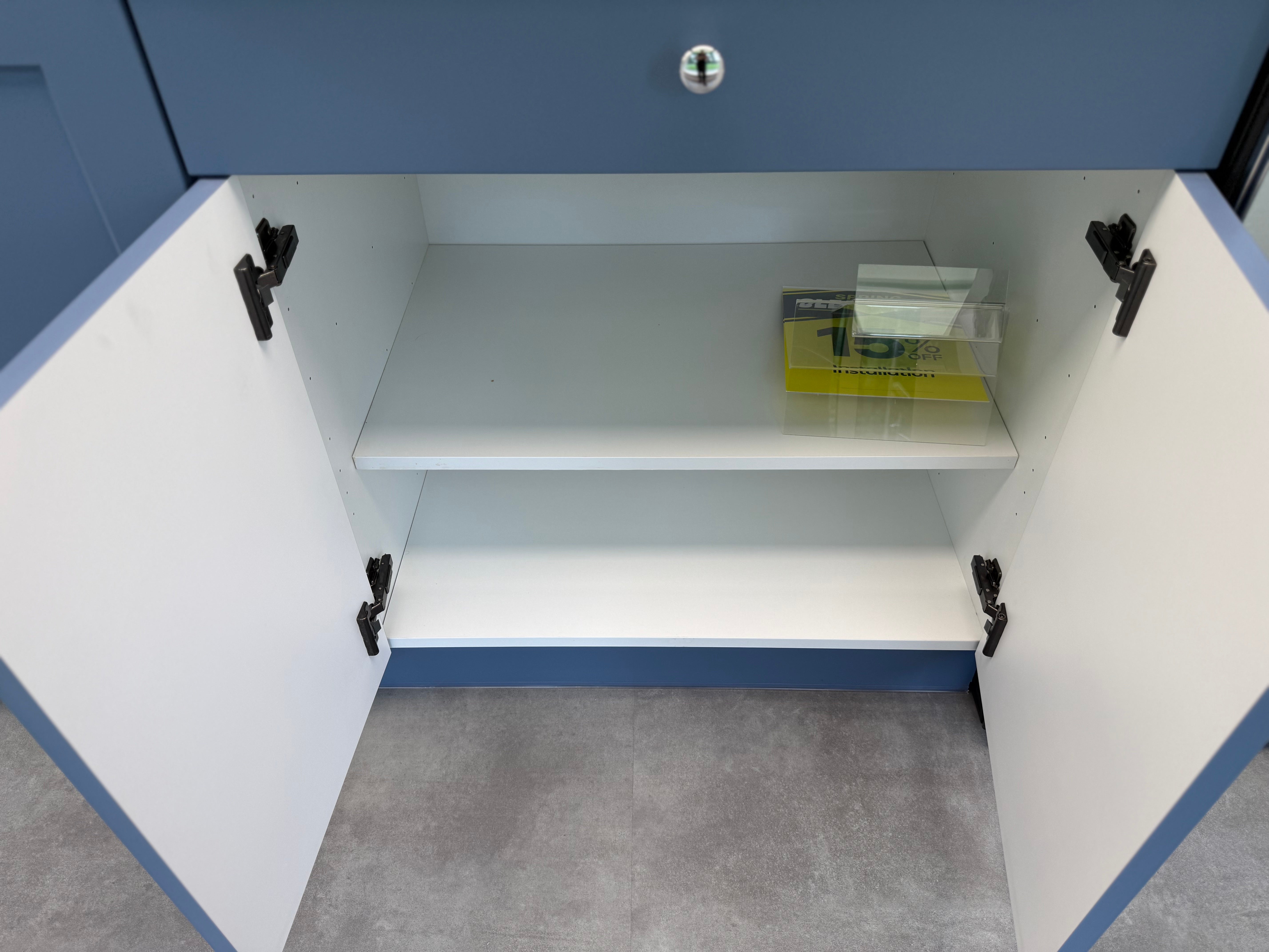 Wren Shaker Chelsea Juratek Matte Smoke Blue Kitchen Wall