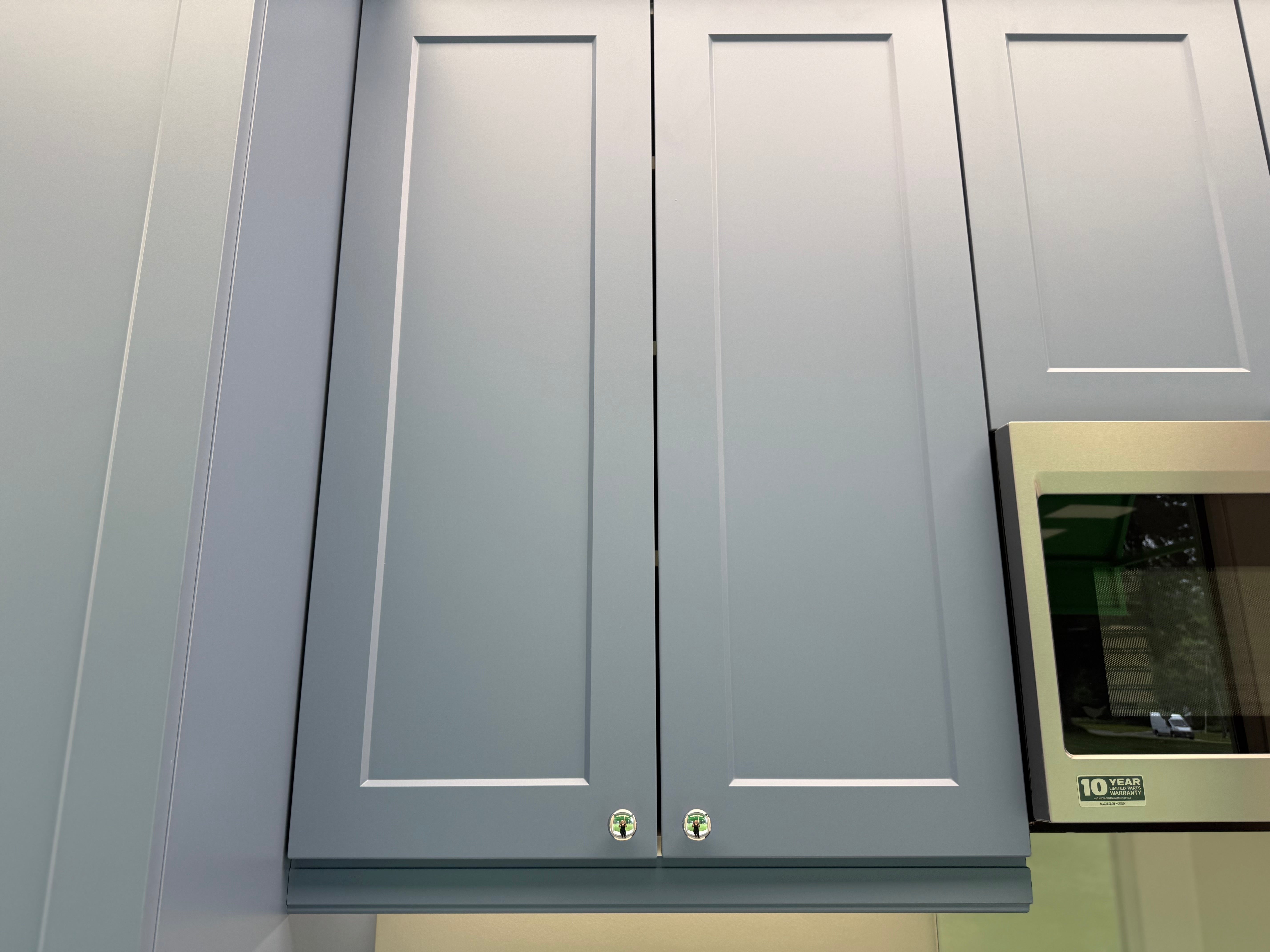 Wren Shaker Chelsea Juratek Matte Smoke Blue Kitchen Wall