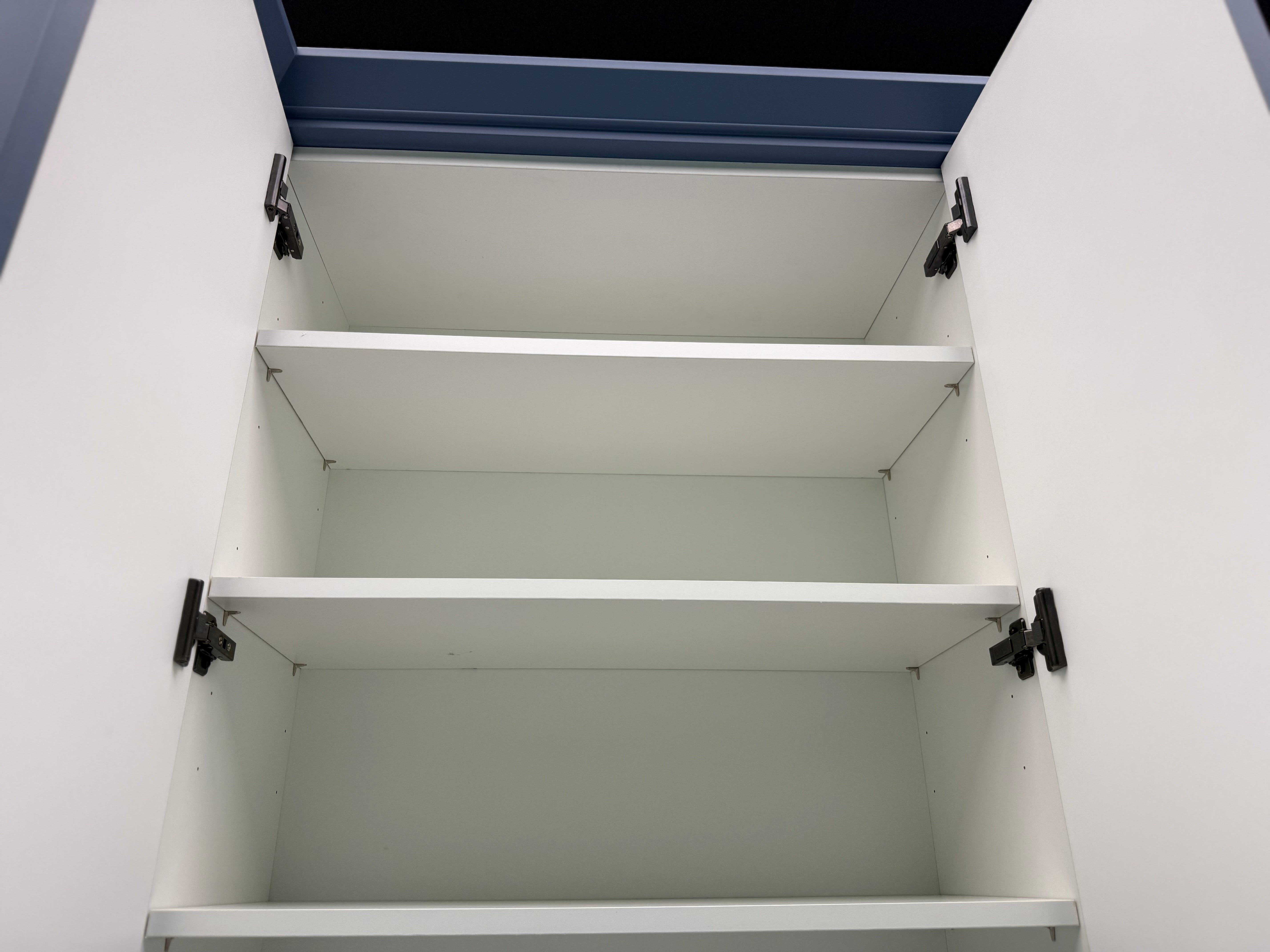 Wren Shaker Chelsea Juratek Matte Smoke Blue Kitchen Wall
