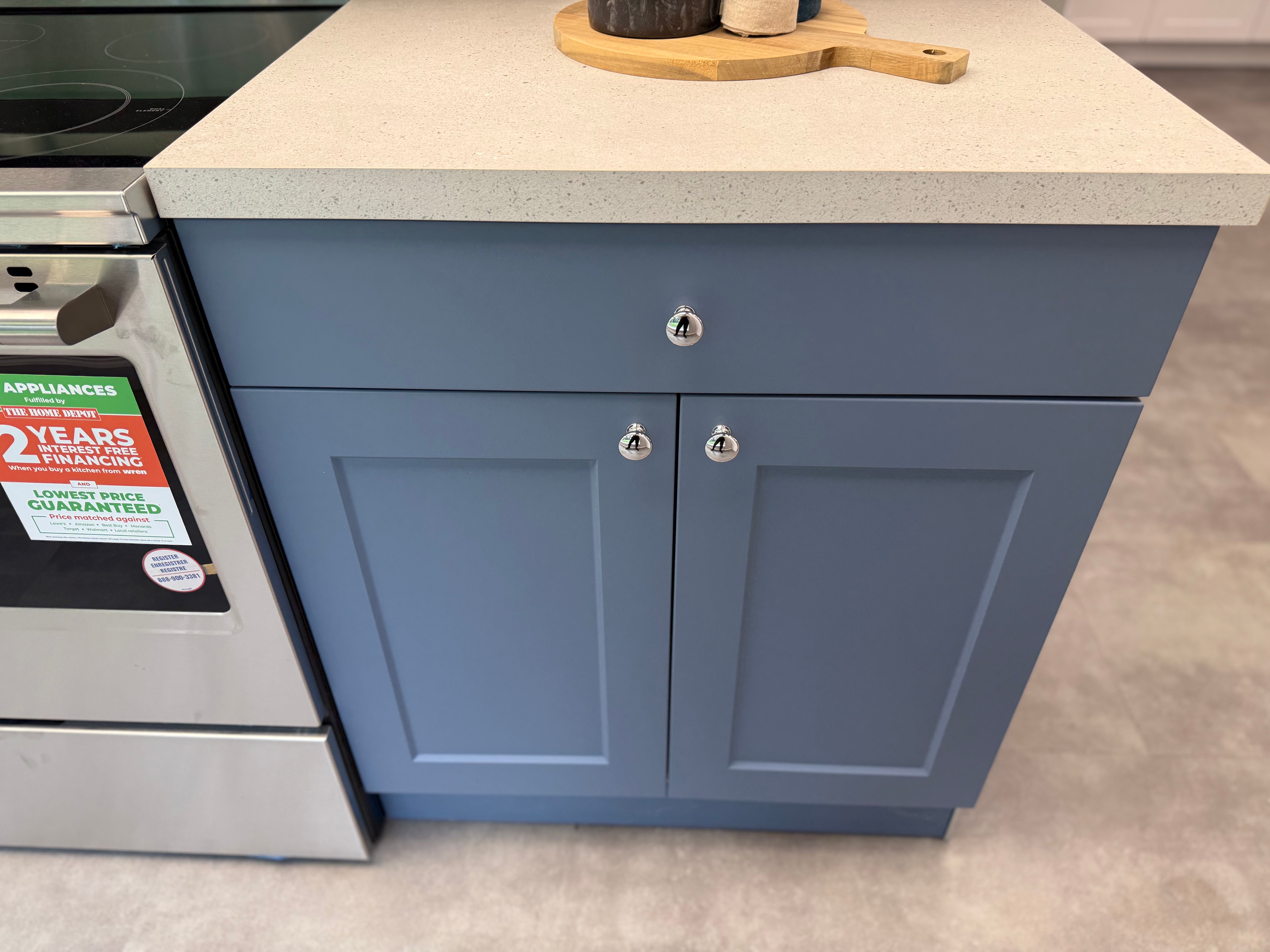Wren Shaker Chelsea Juratek Matte Smoke Blue Kitchen Wall