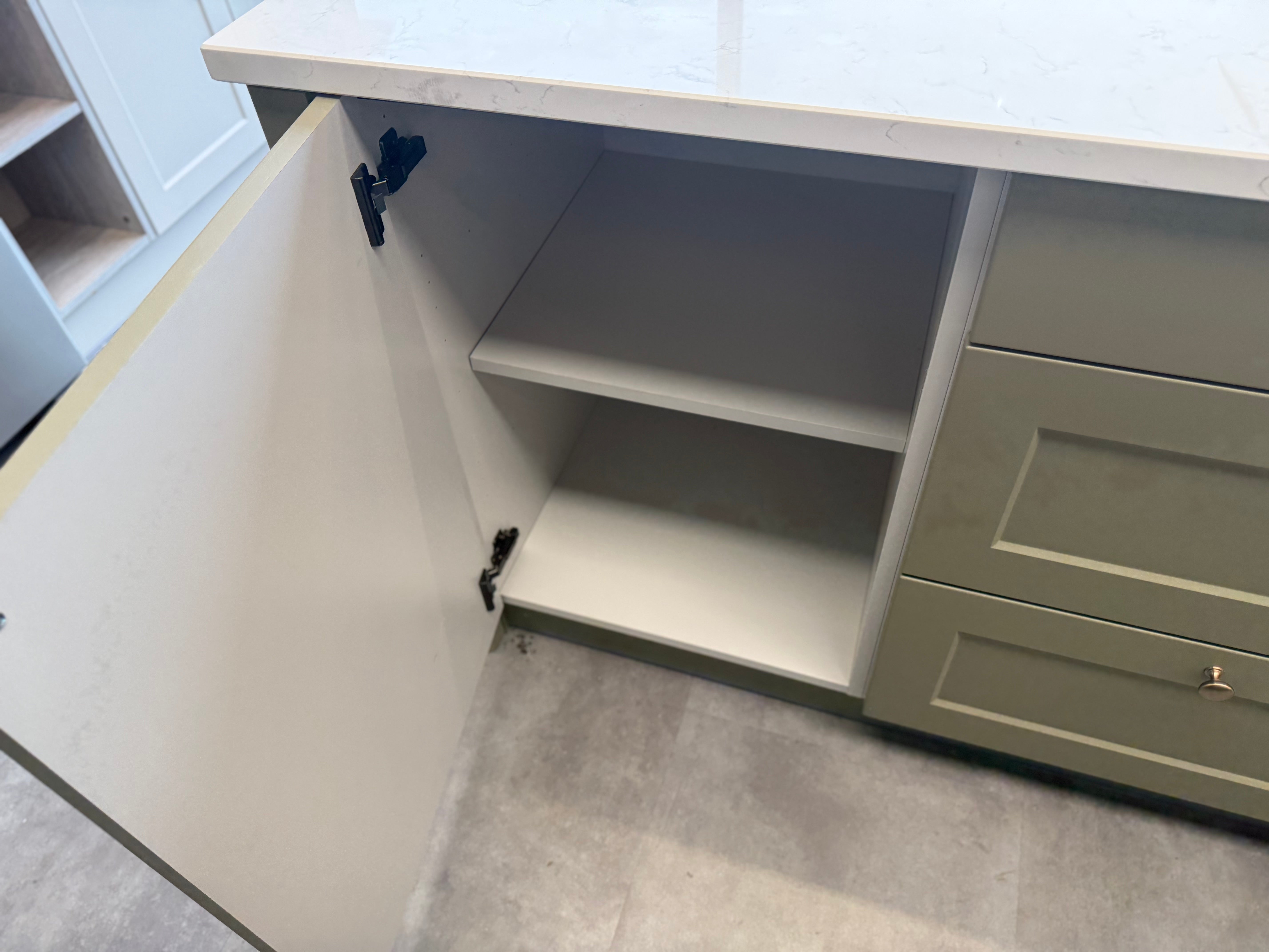 Wren Shaker Chelsea Juratek Mushroom & Olive Green Matte Kitchen