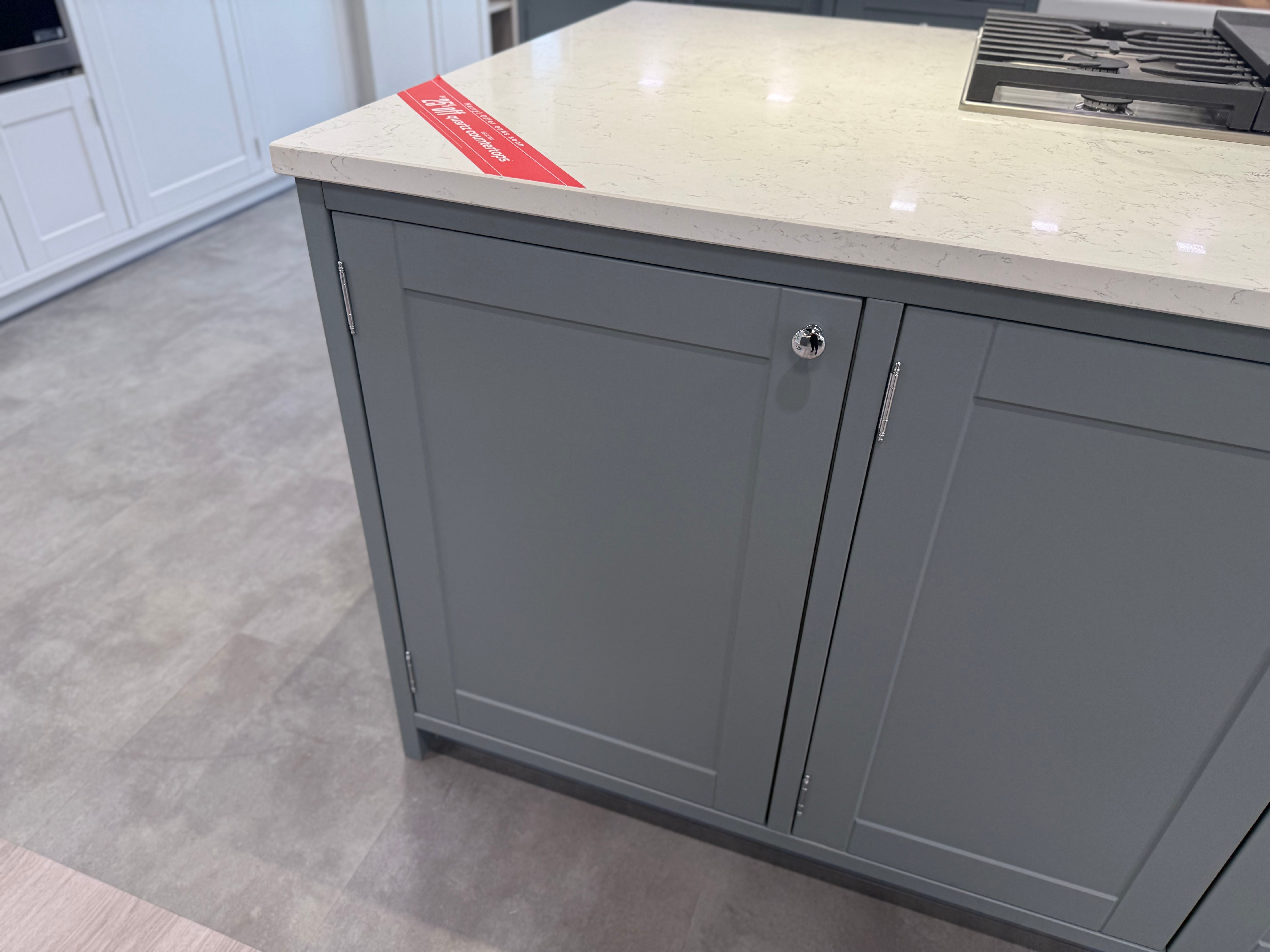 Wren Shaker Classic Juratek Winter Blue & Chalk White Matte Kitchen with Island