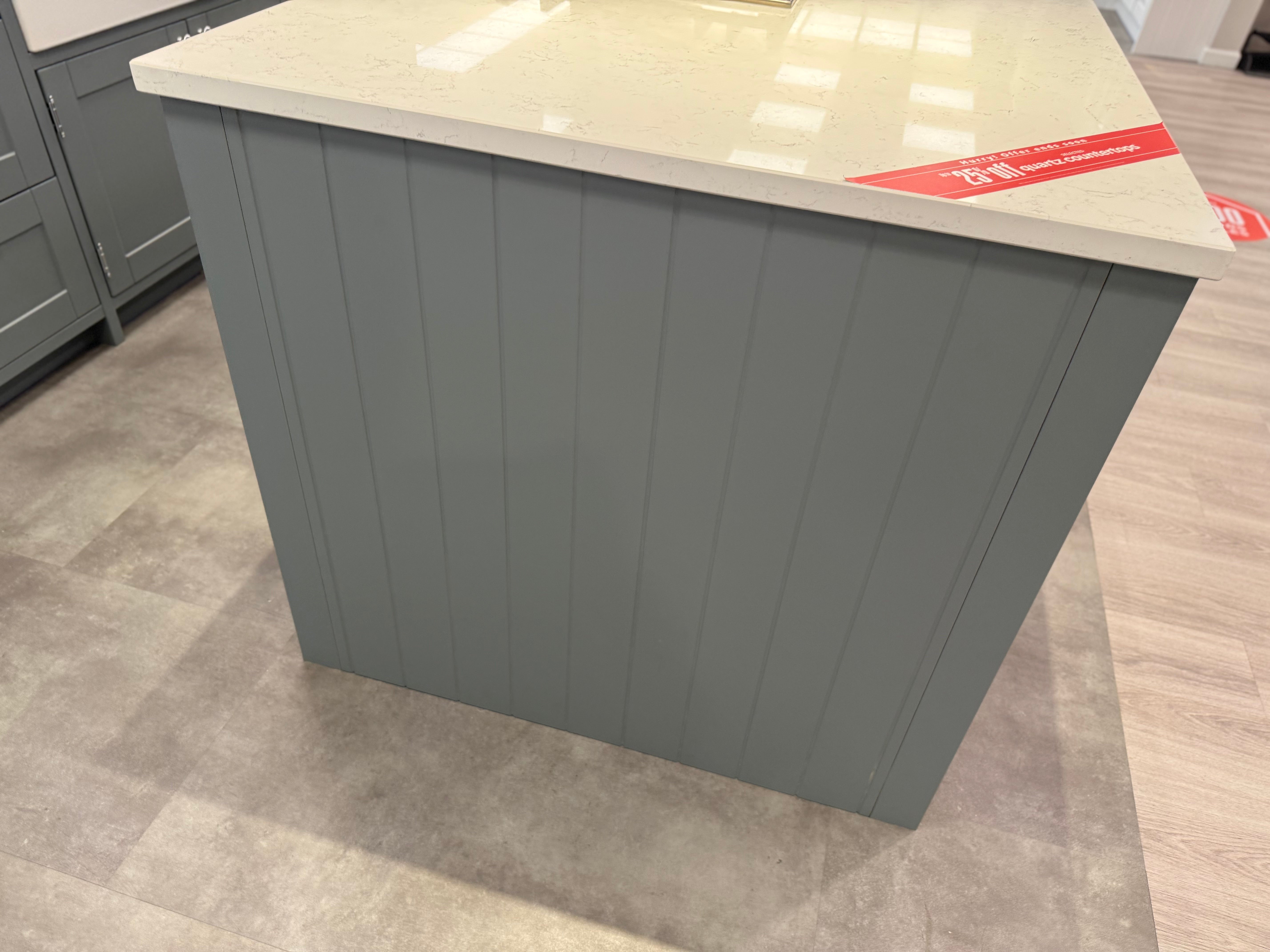 Wren Shaker Classic Juratek Winter Blue & Chalk White Matte Kitchen with Island