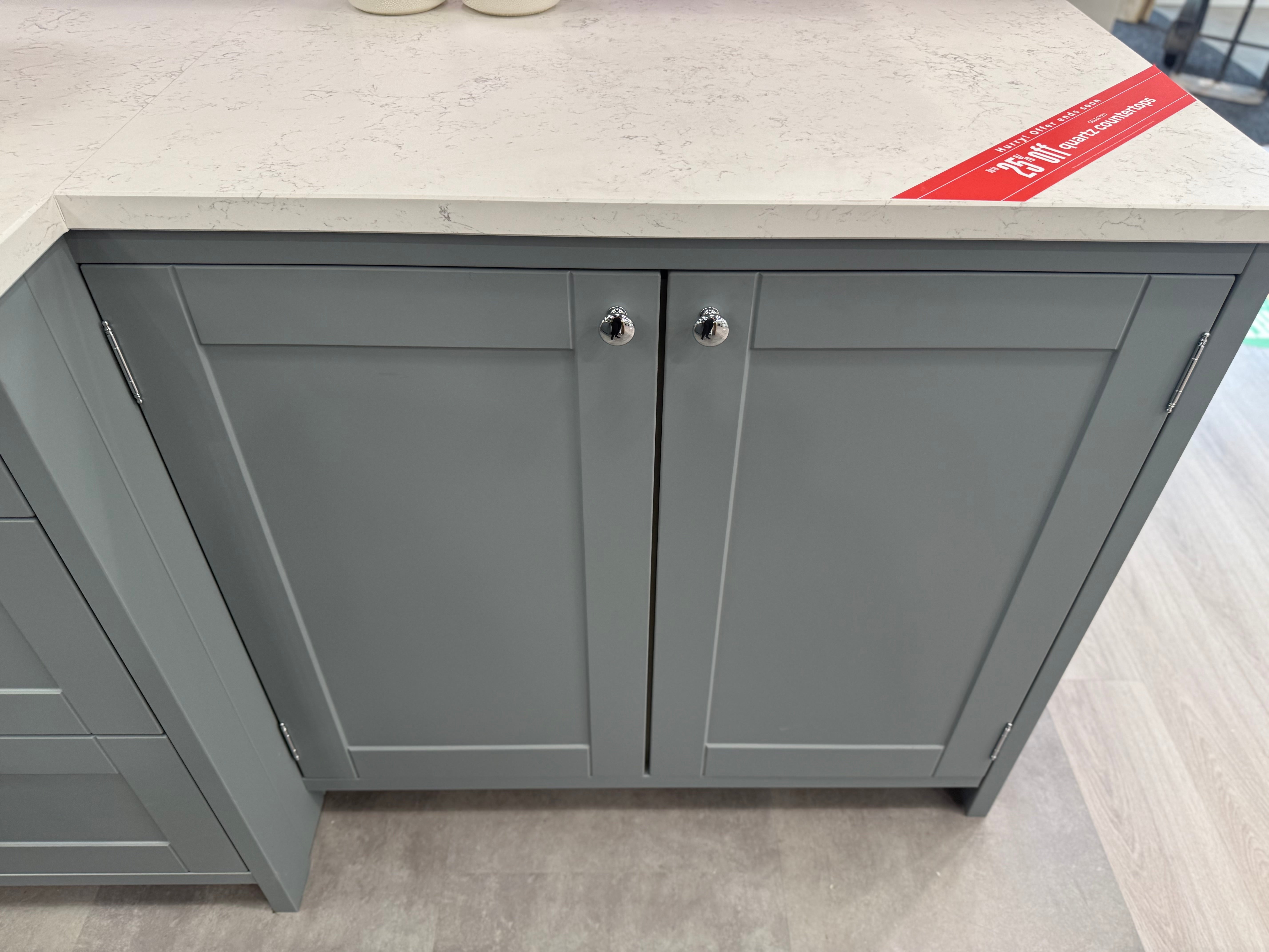 Wren Shaker Classic Juratek Winter Blue & Chalk White Matte Kitchen with Island