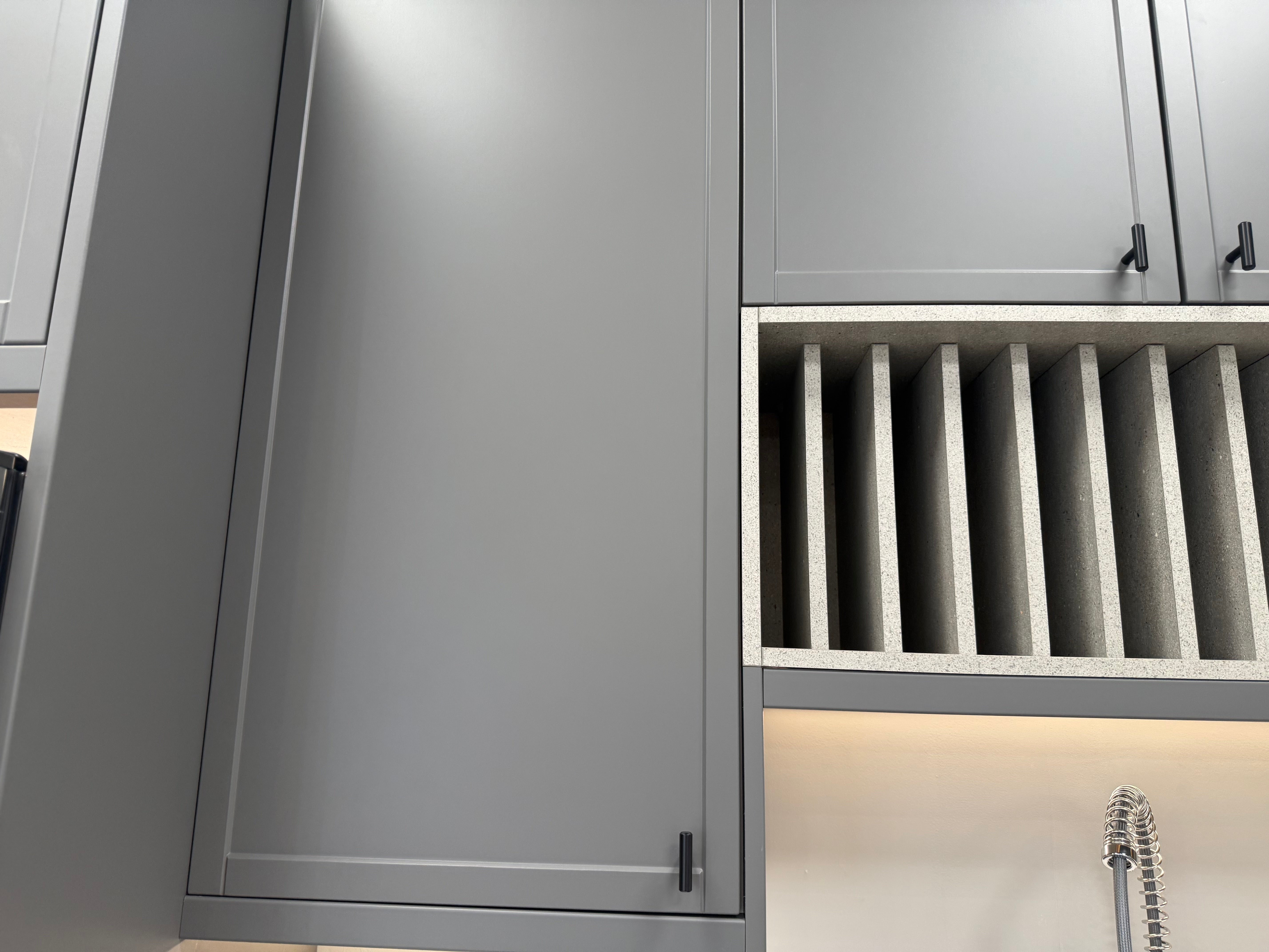 Wren Infinity Shaker Slim Lava Gray Matte Kitchen with Island