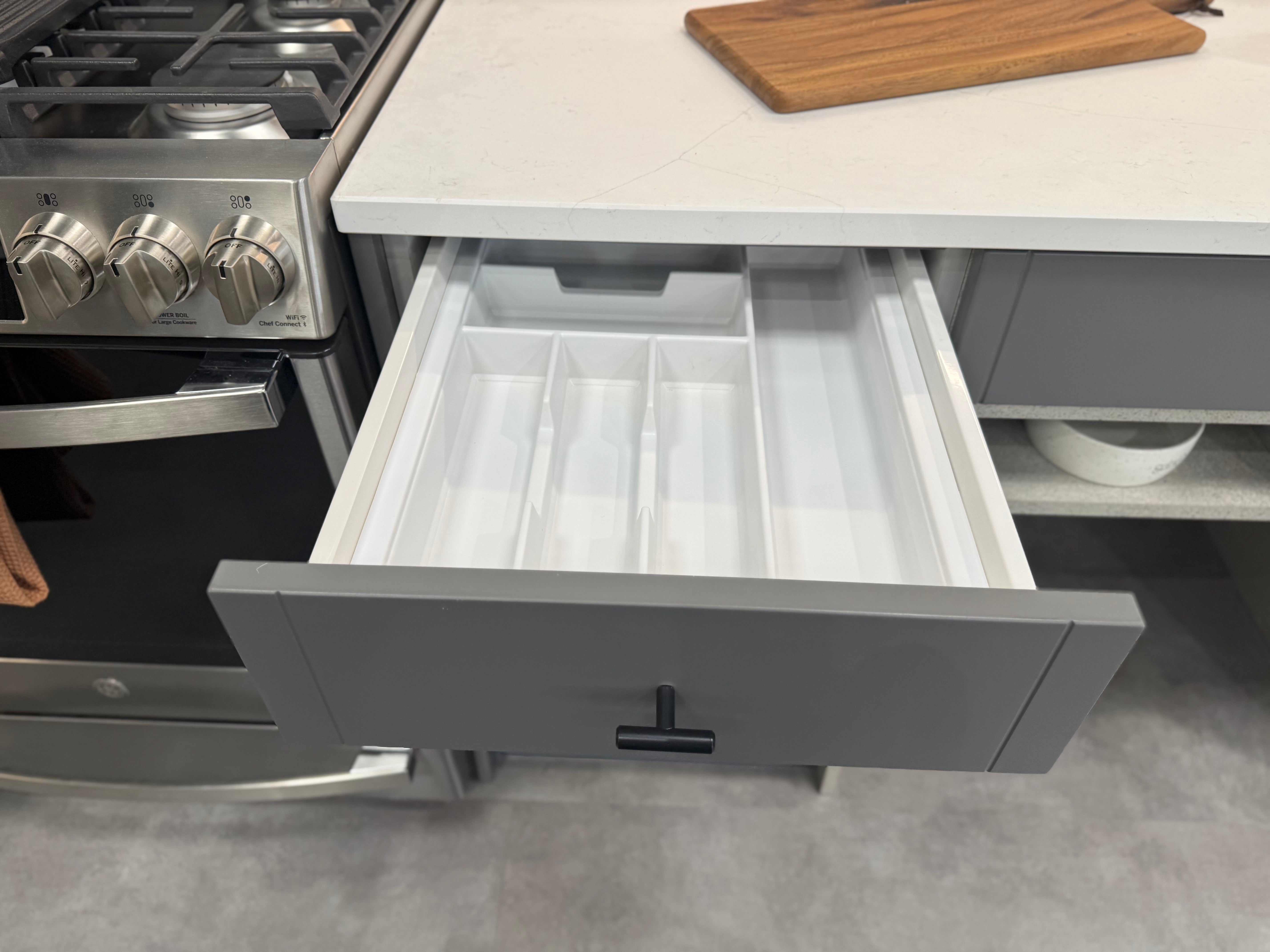 Wren Infinity Shaker Slim Lava Gray Matte Kitchen with Island