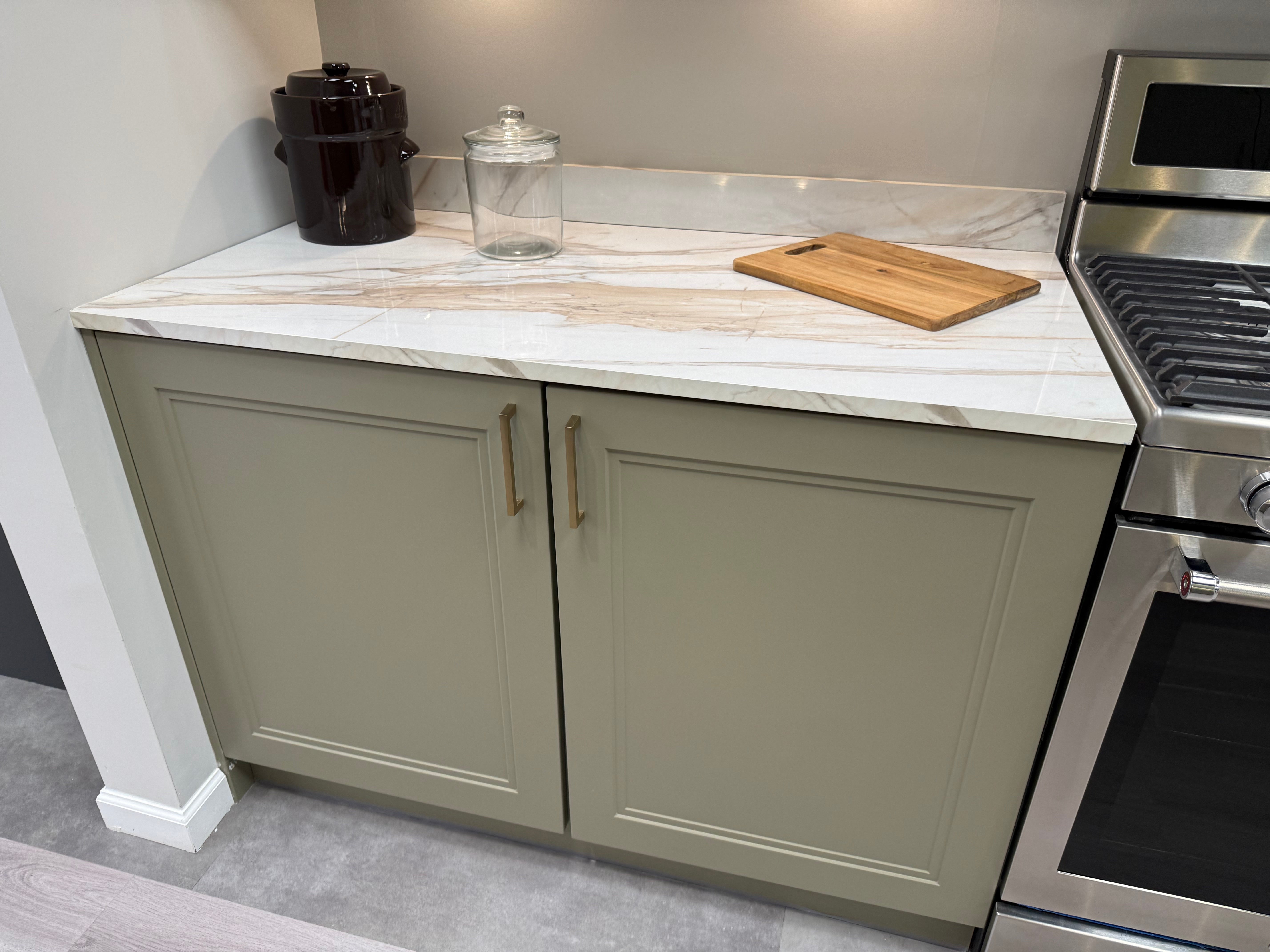 Wren Shaker Denver Juratek Matte Olive Green Kitchen