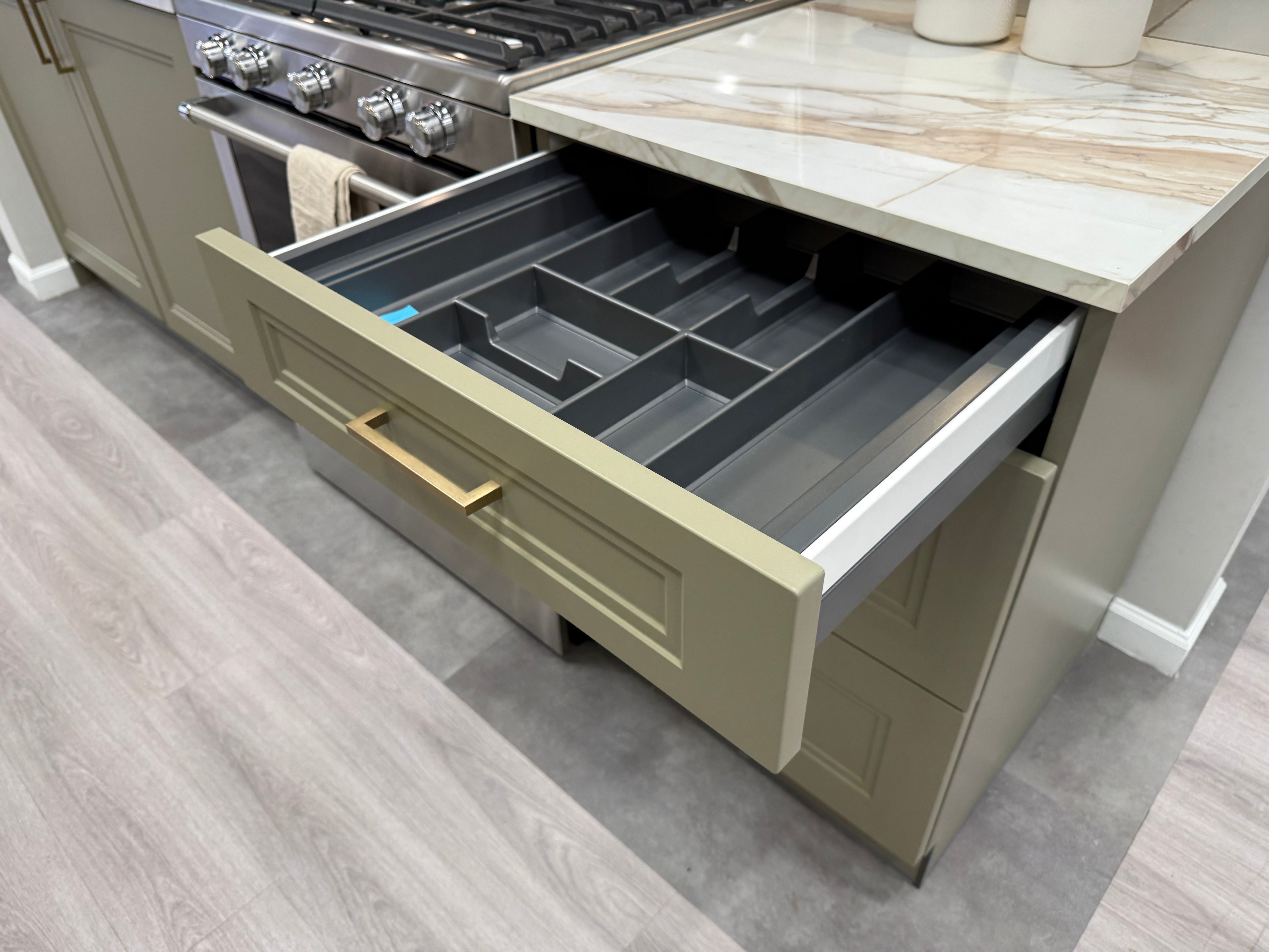 Wren Shaker Denver Juratek Matte Olive Green Kitchen