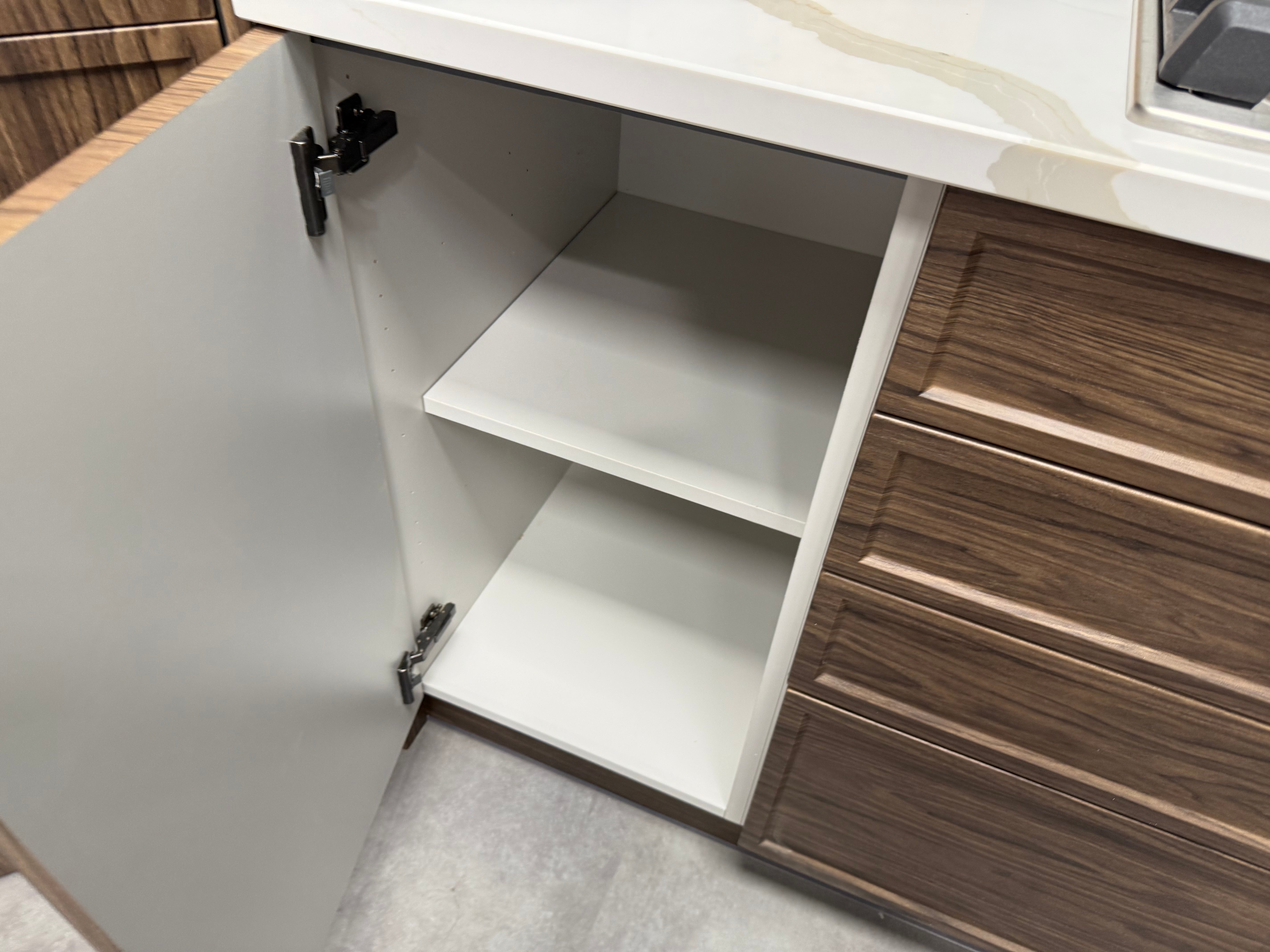 Wren Shaker Super Slim Juratek Sierra Walnut Grain and Nero Matte Kitchen