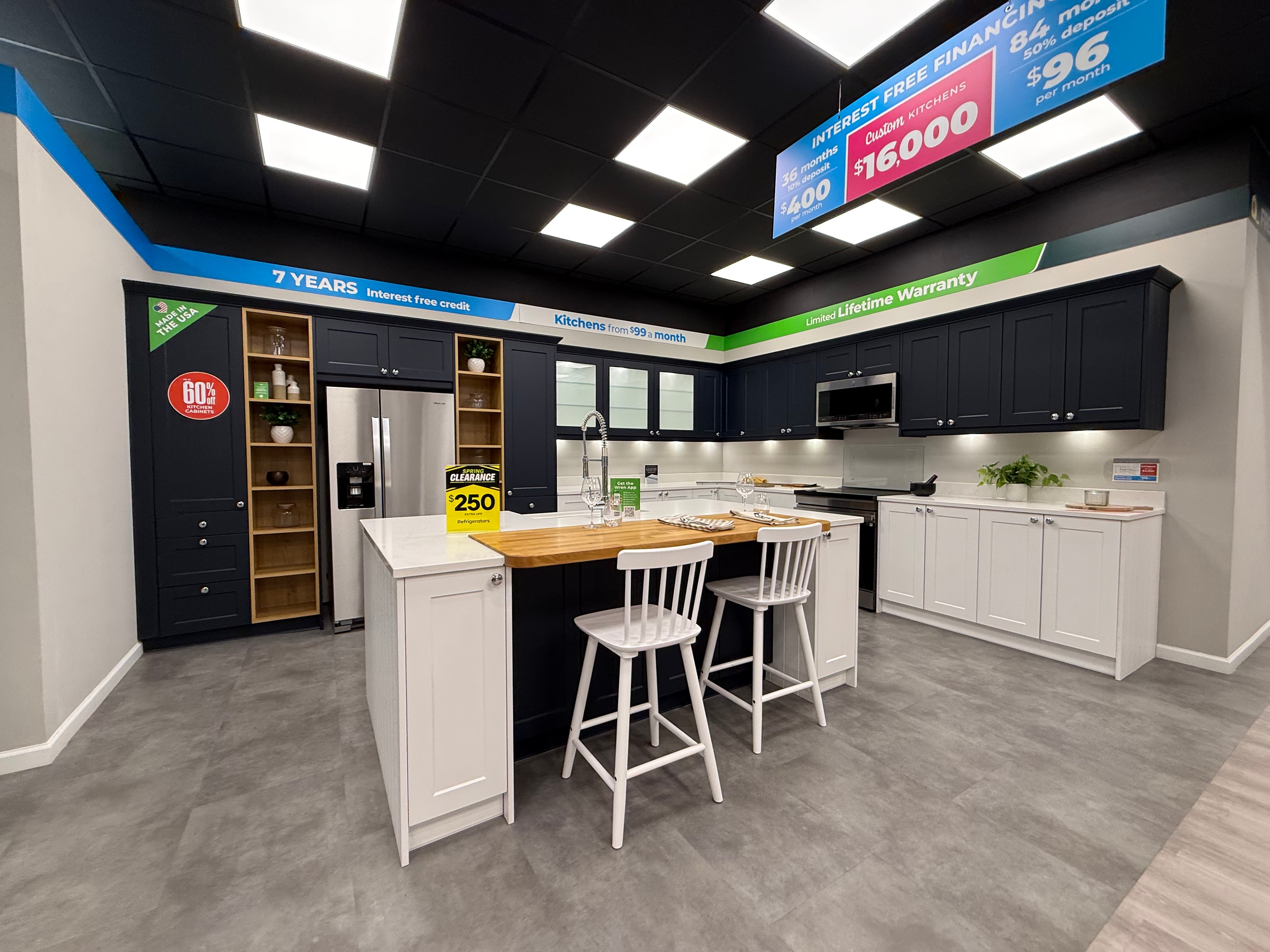 Wren Shaker Chelsea Matte Navy Blue & White Kitchen with Island
