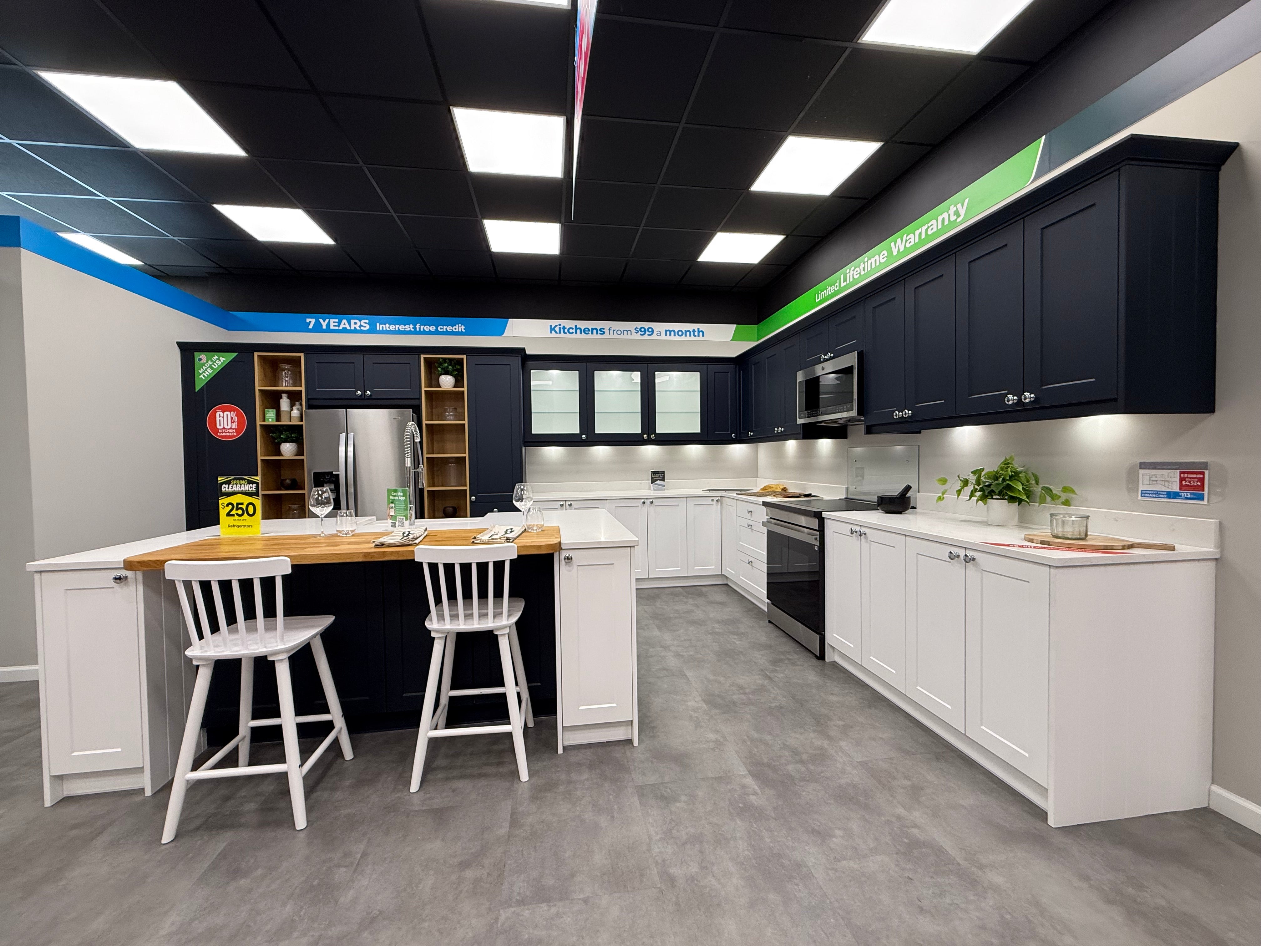 Wren Shaker Chelsea Matte Navy Blue & White Kitchen with Island