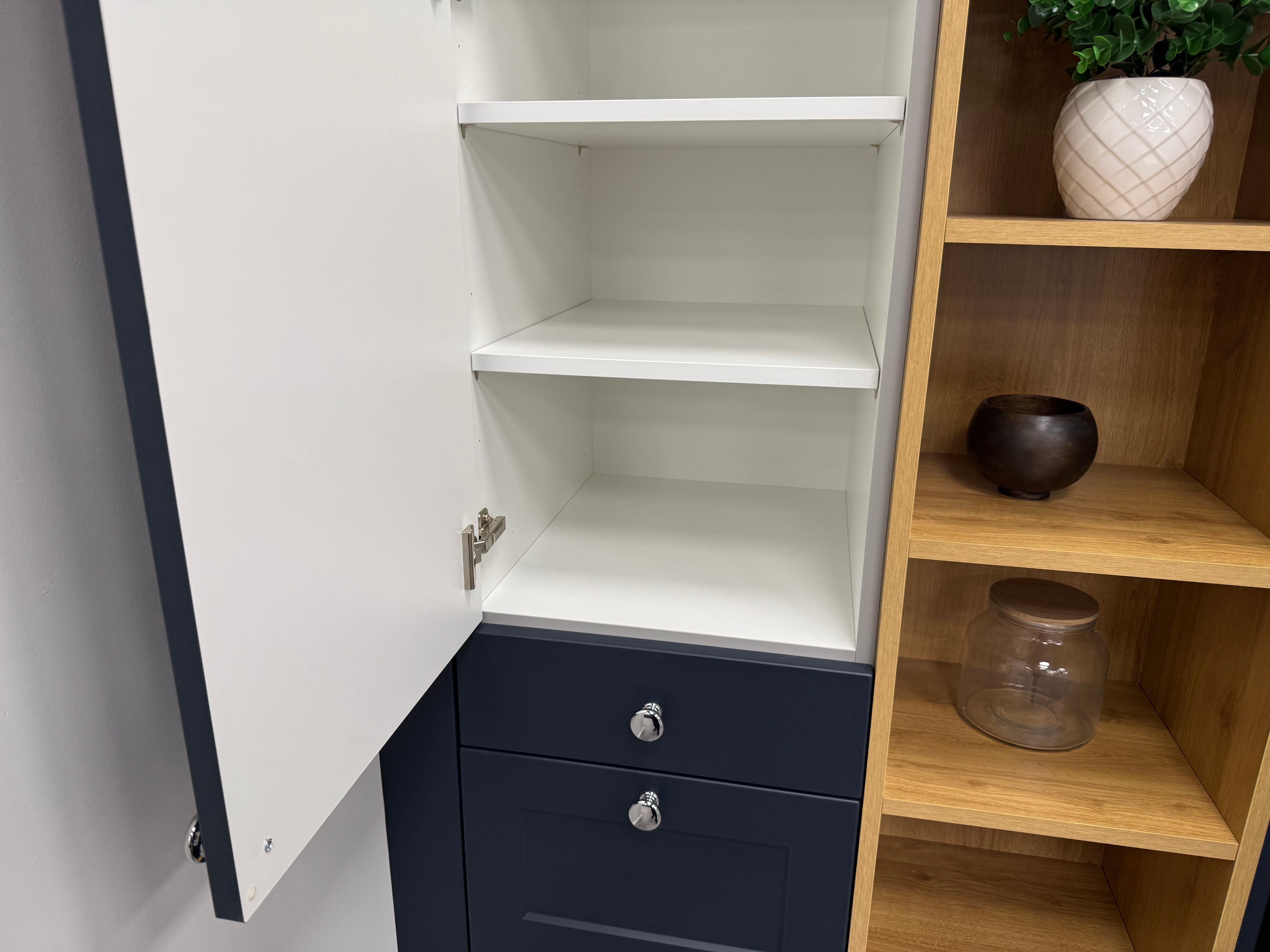 Wren Shaker Chelsea Matte Navy Blue & White Kitchen with Island