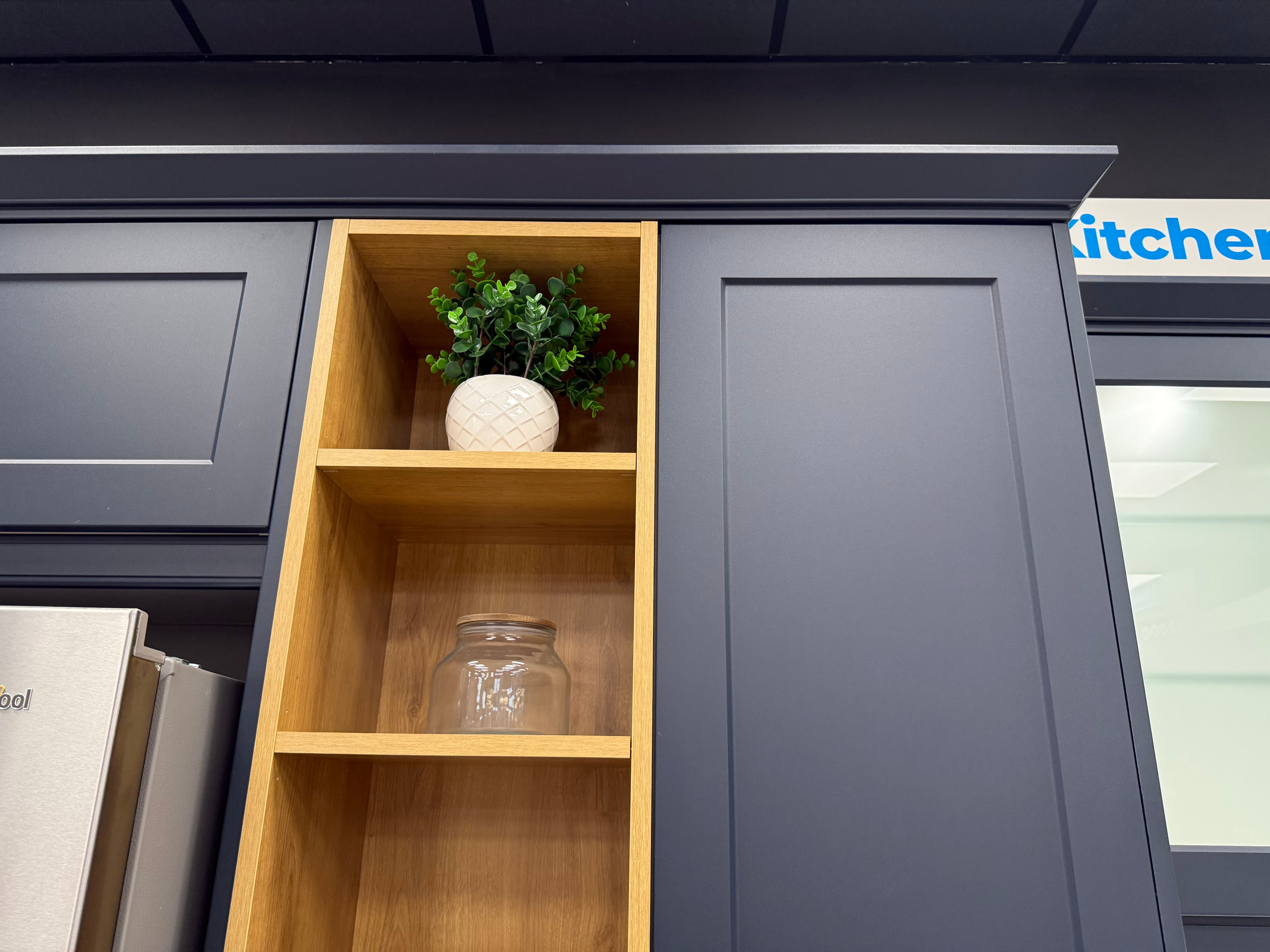 Wren Shaker Chelsea Matte Navy Blue & White Kitchen with Island