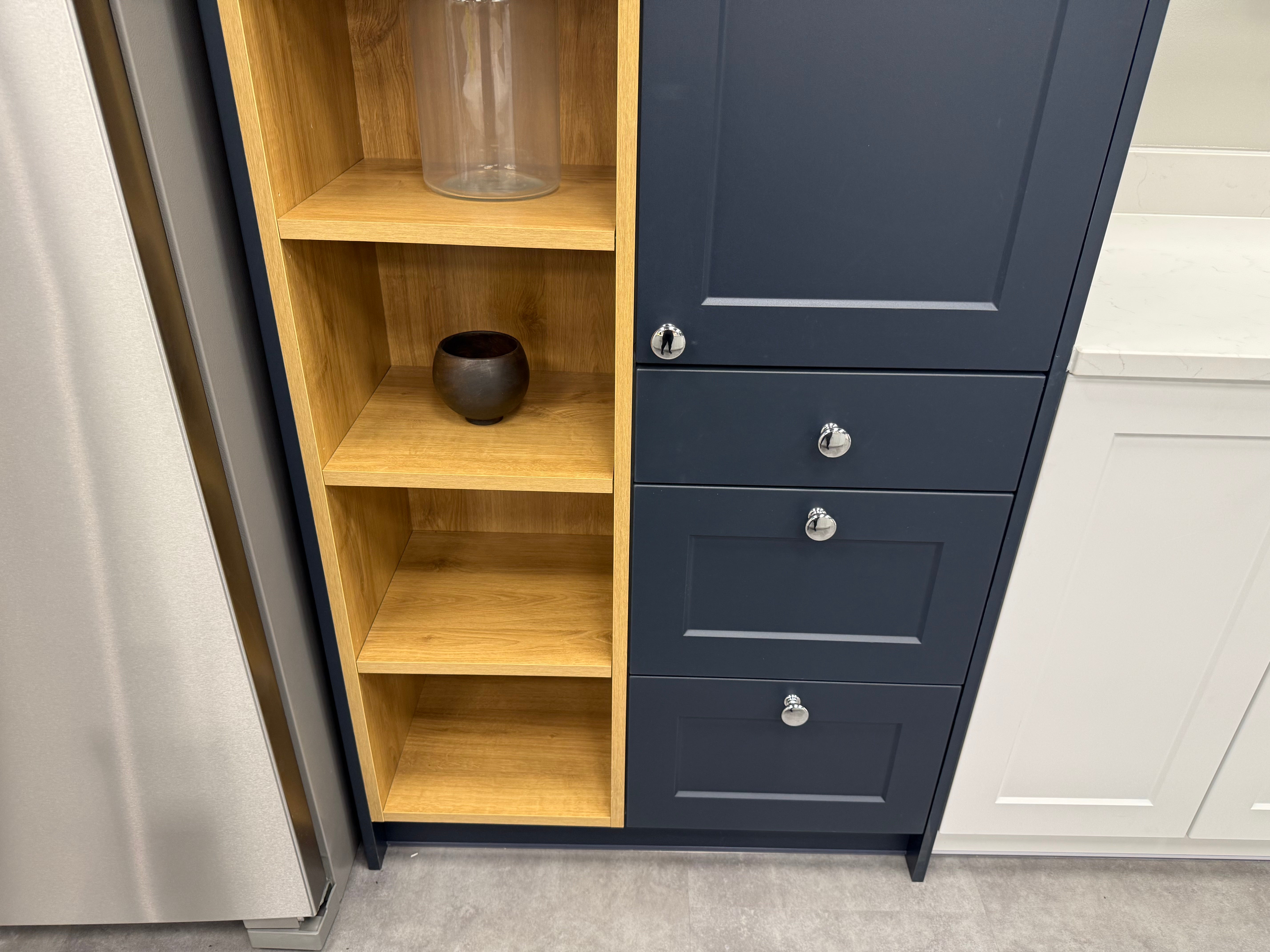 Wren Shaker Chelsea Matte Navy Blue & White Kitchen with Island