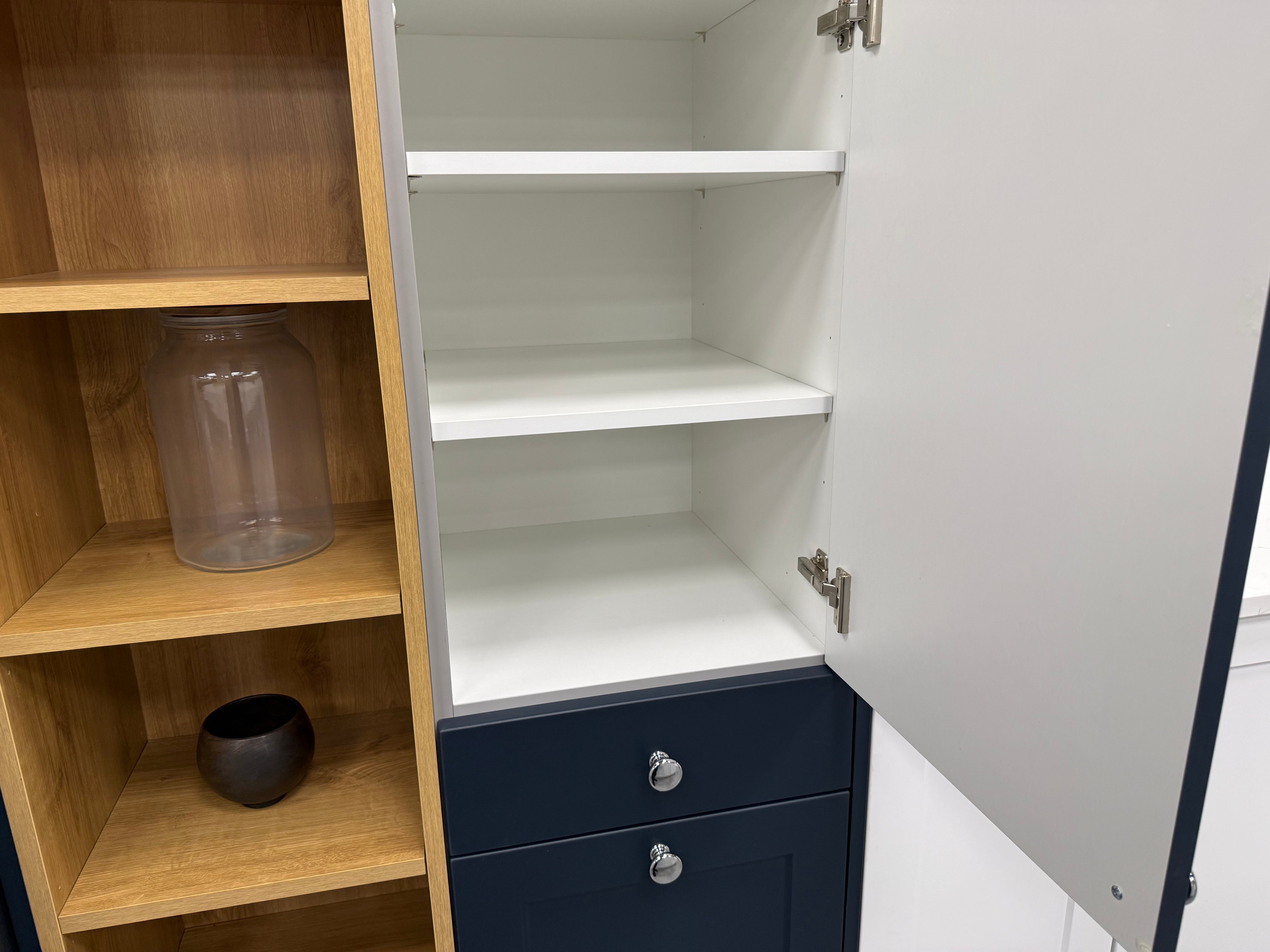Wren Shaker Chelsea Matte Navy Blue & White Kitchen with Island