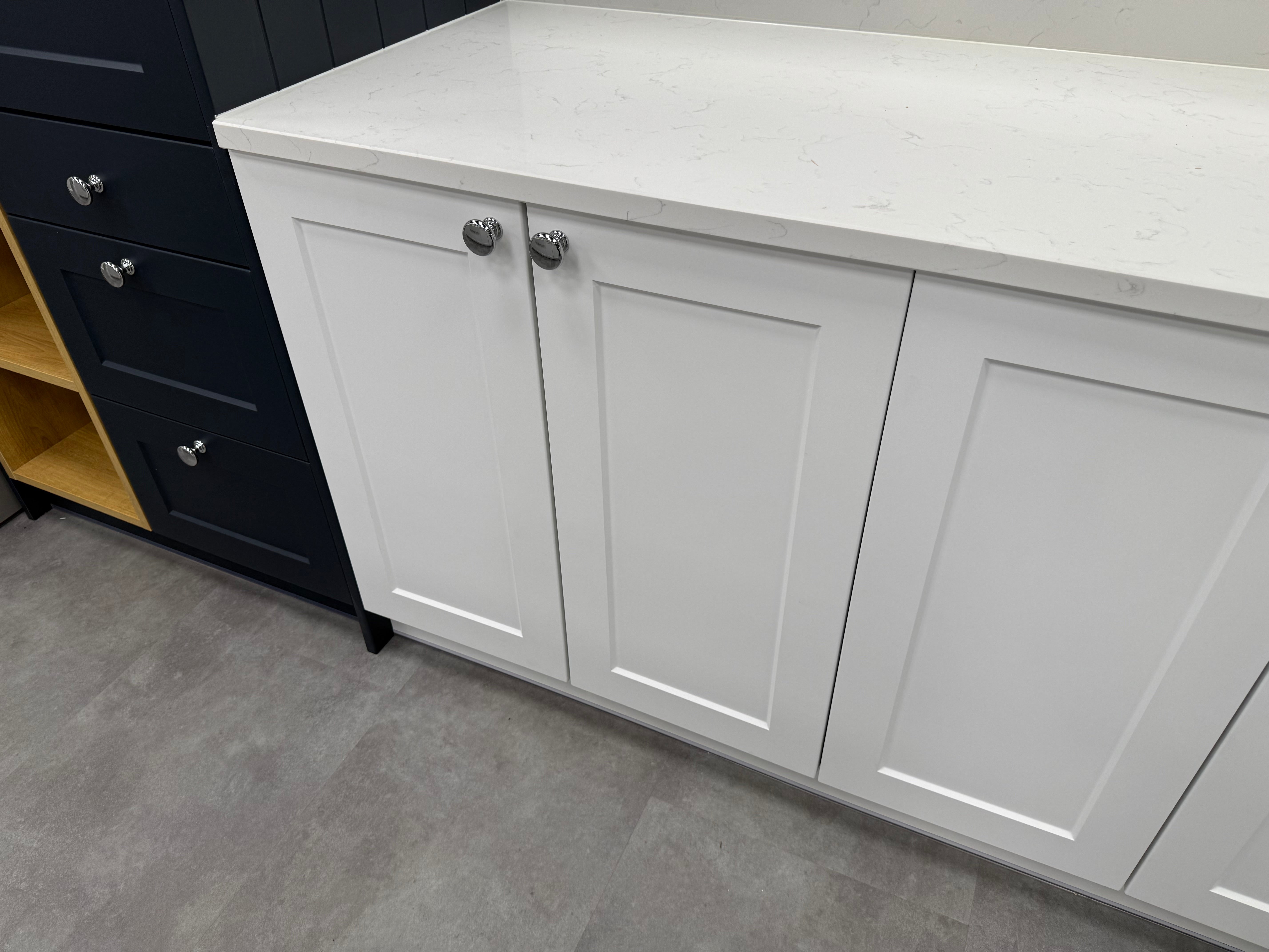 Wren Shaker Chelsea Matte Navy Blue & White Kitchen with Island
