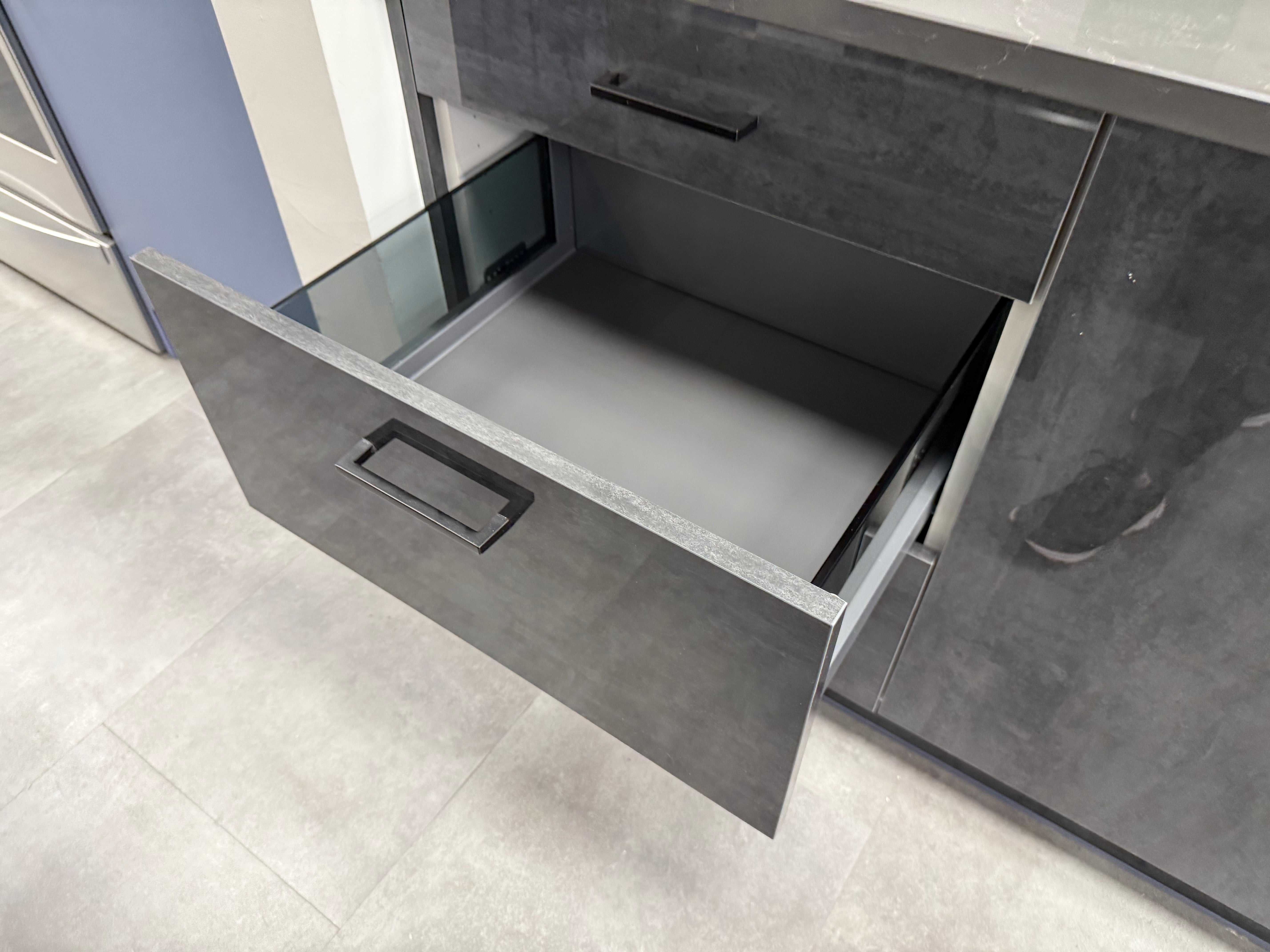 Wren Elements Contour Juratek Metallic Slate Gloss and Pencil Gray Matte Kitchen