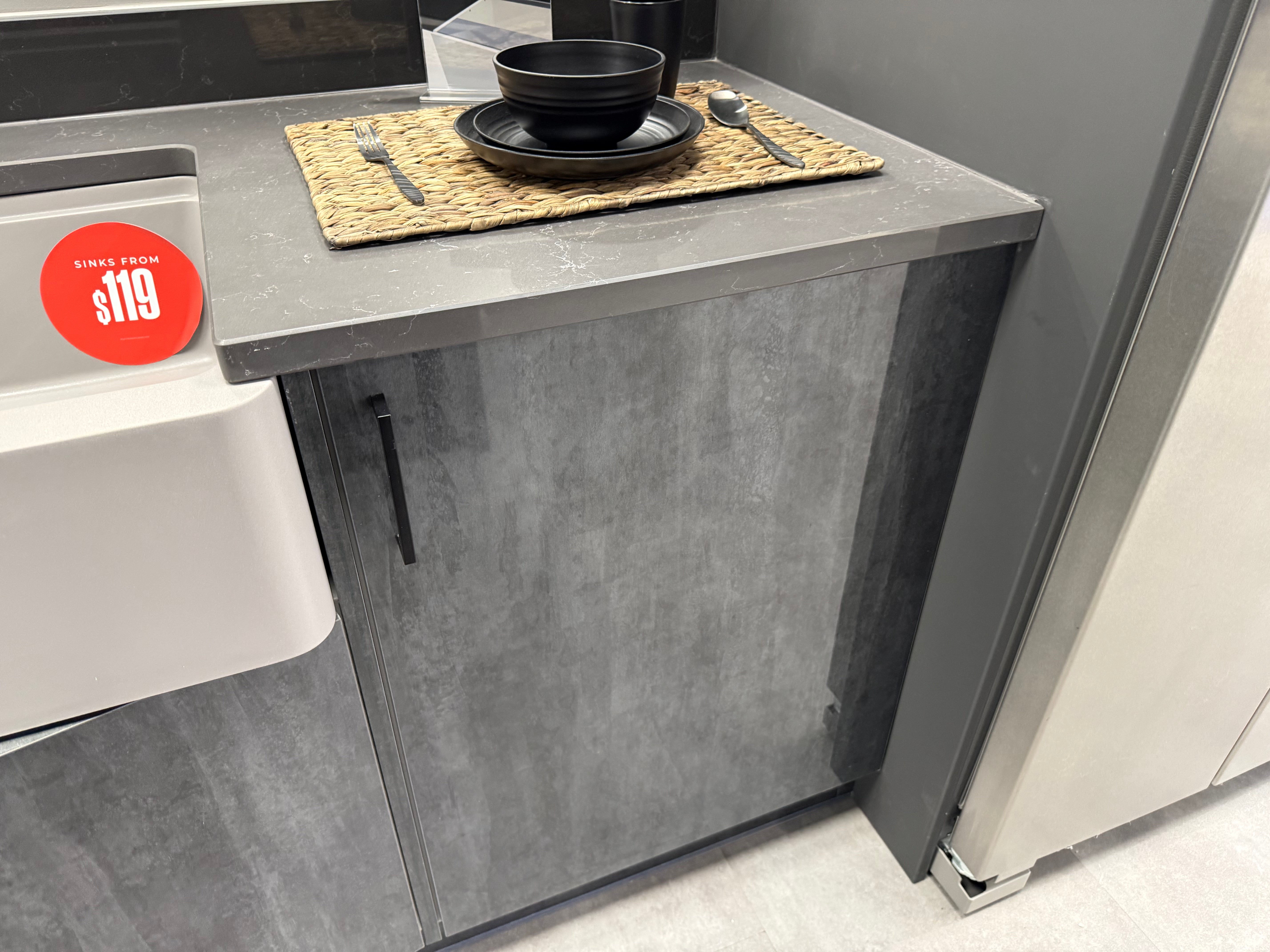 Wren Elements Contour Juratek Metallic Slate Gloss and Pencil Gray Matte Kitchen