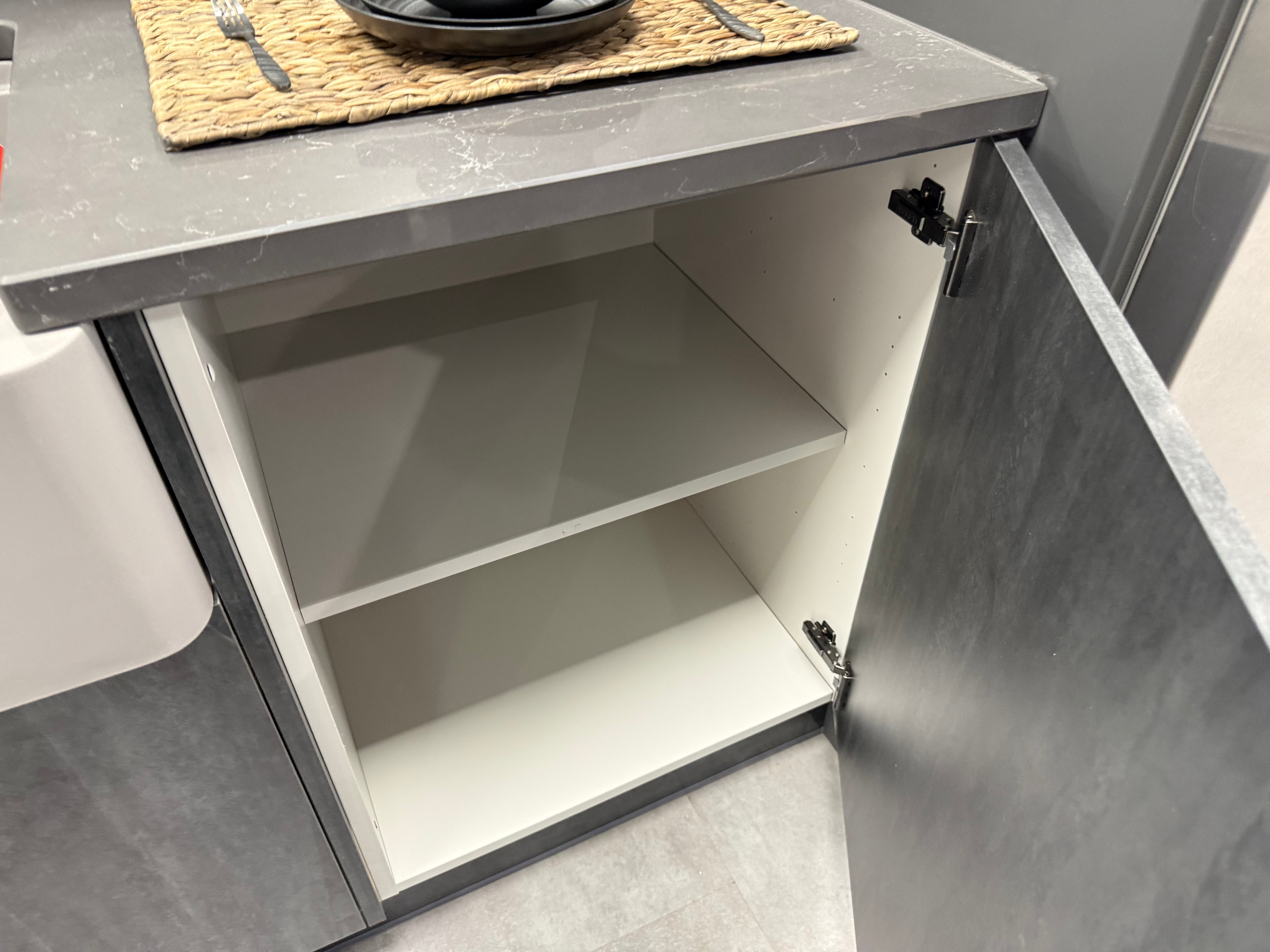 Wren Elements Contour Juratek Metallic Slate Gloss and Pencil Gray Matte Kitchen