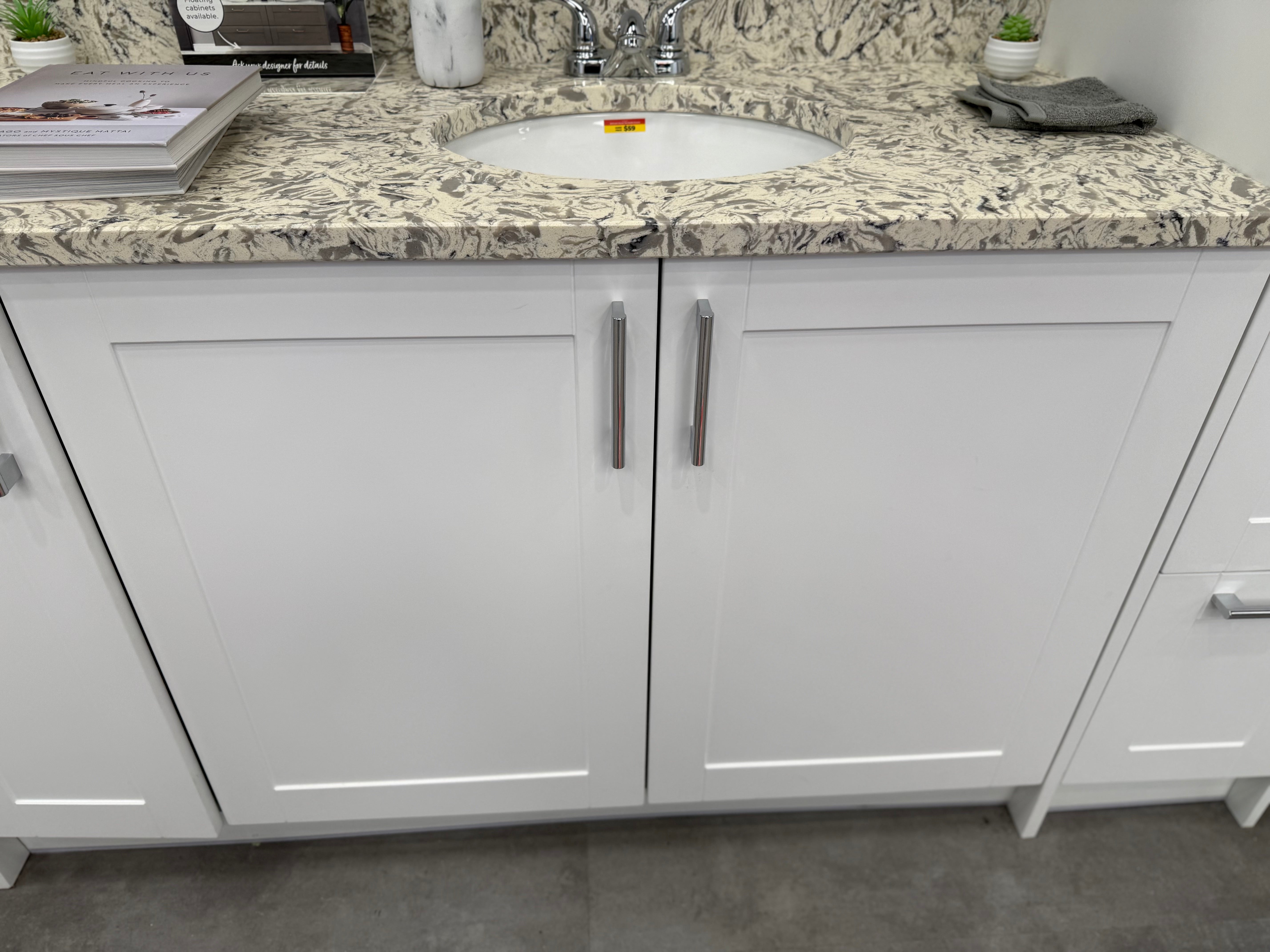 Wren Matte White Shaker Single Vanity with Linen Cabinet
