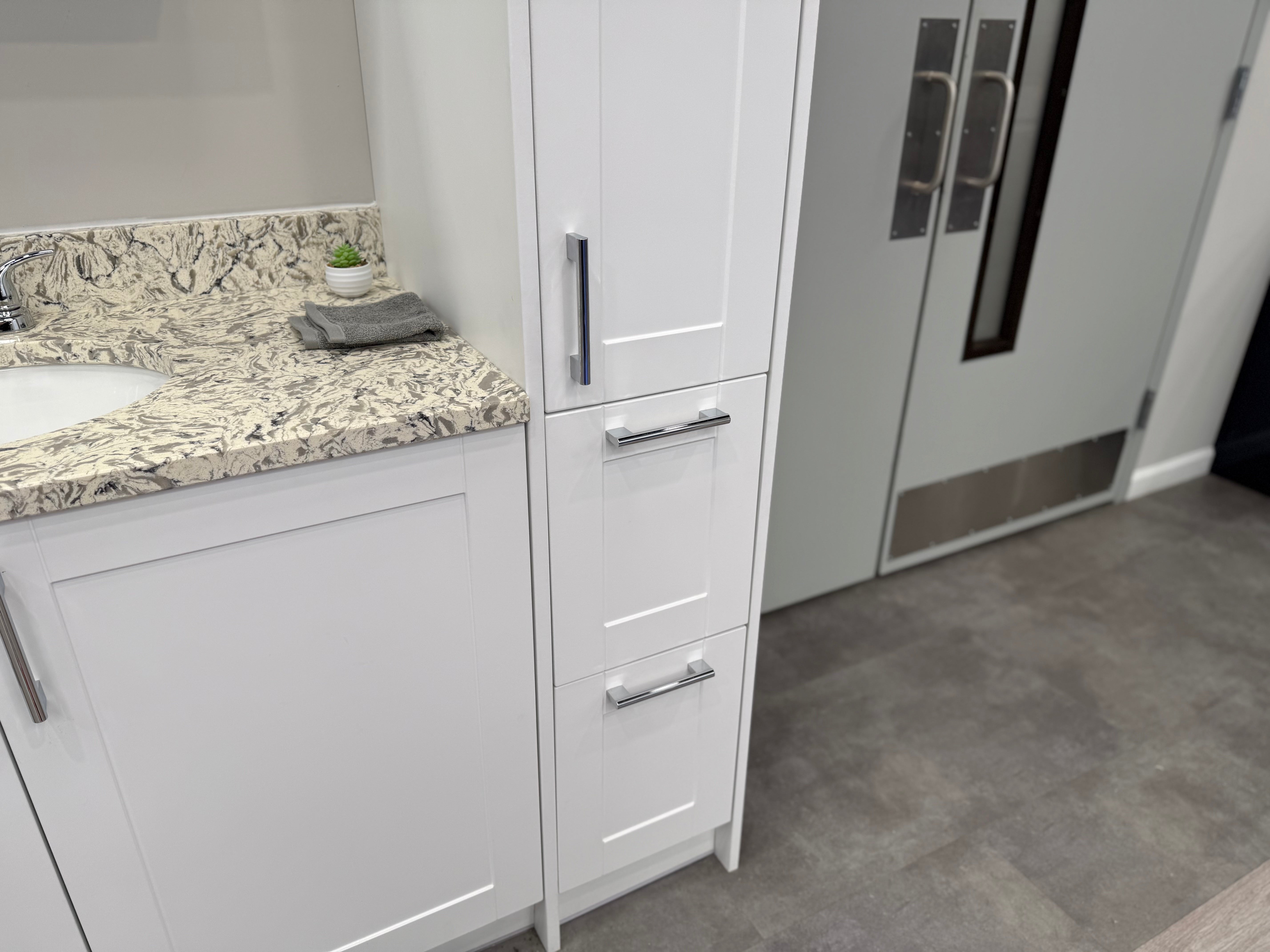 Wren Matte White Shaker Single Vanity with Linen Cabinet