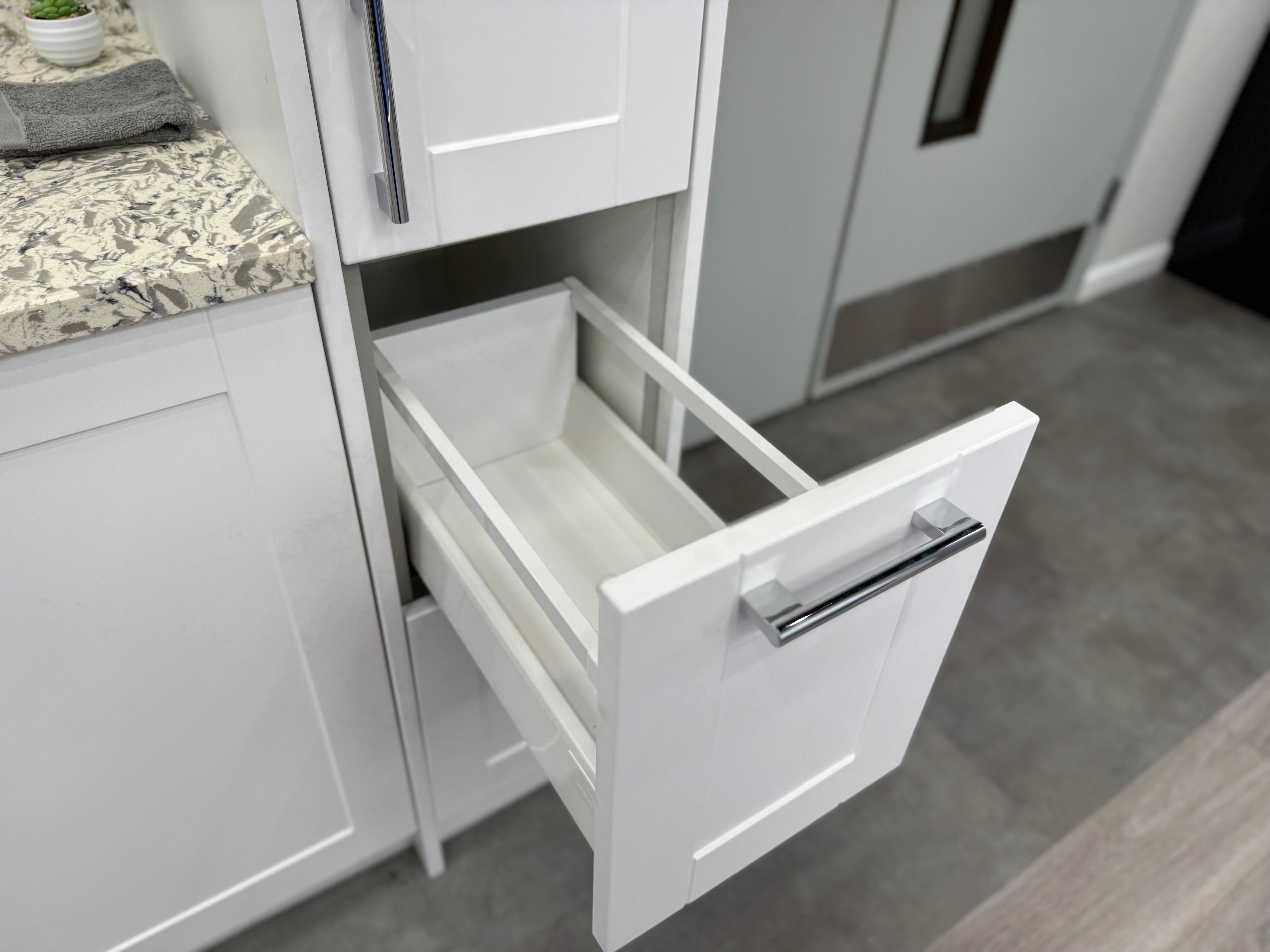 Wren Matte White Shaker Single Vanity with Linen Cabinet
