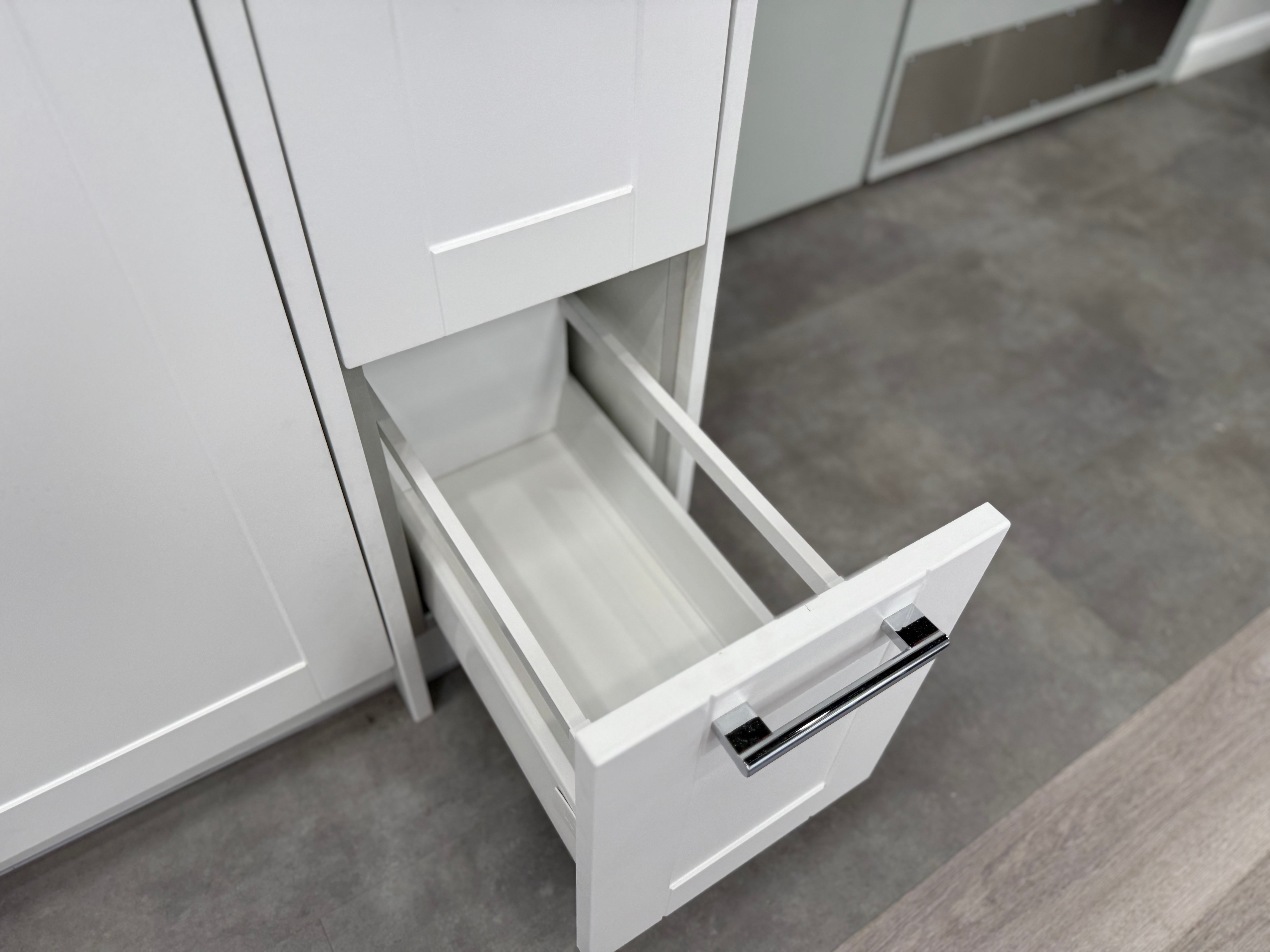 Wren Matte White Shaker Single Vanity with Linen Cabinet