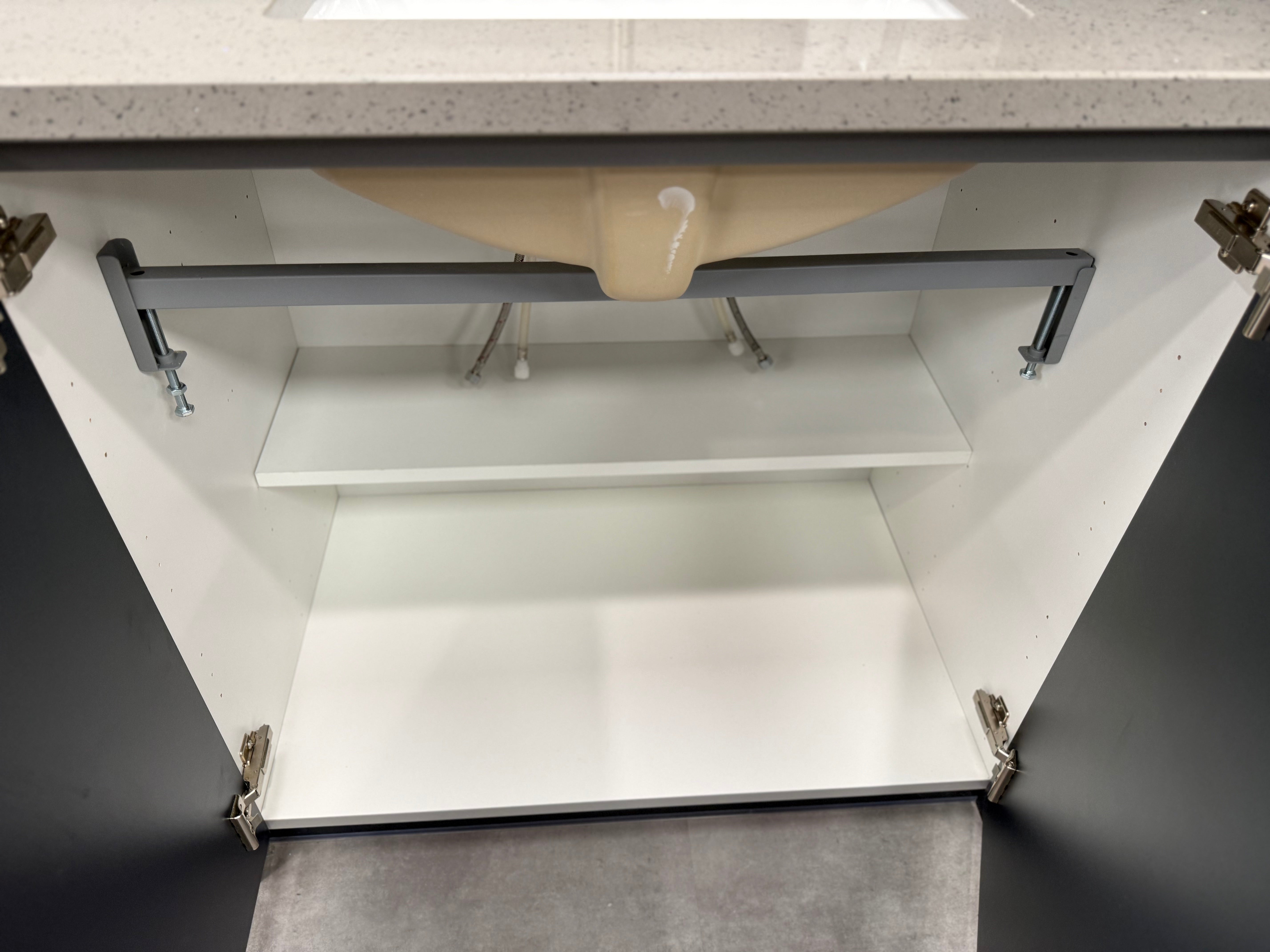 Wren Black High Gloss Single Vanity with Side Cabinet