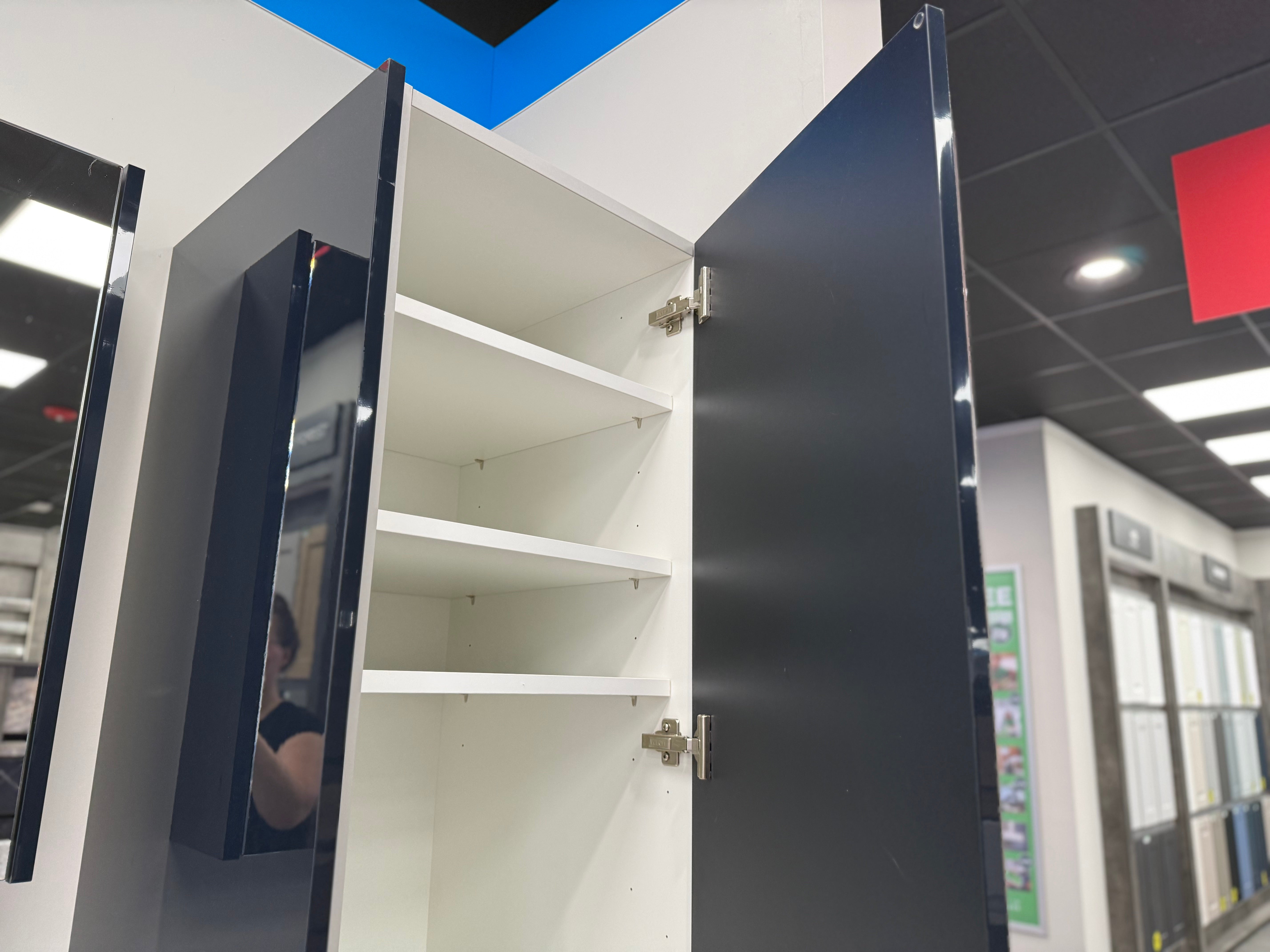 Wren Black High Gloss Single Vanity with Side Cabinet