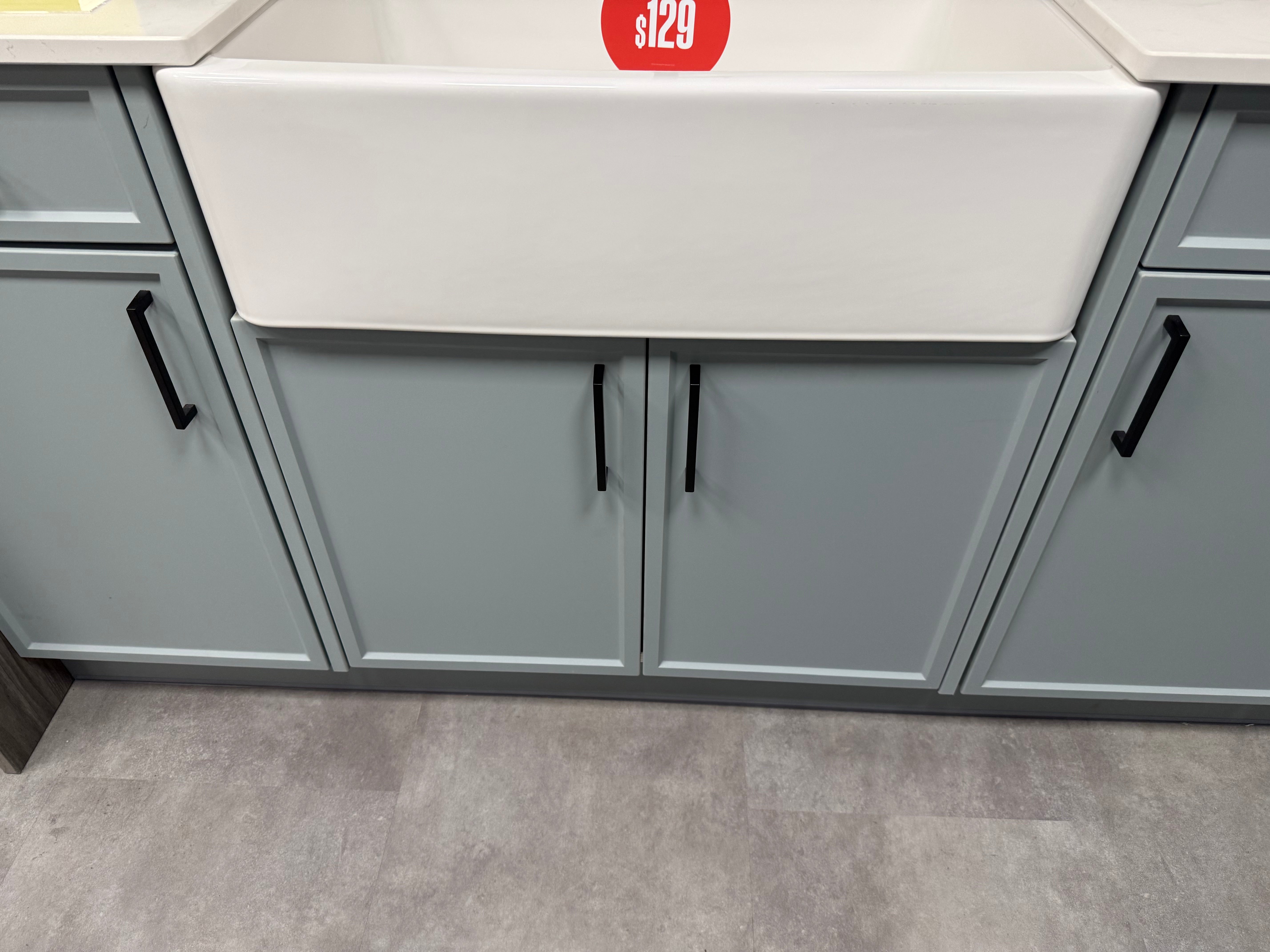 Wren Shaker Super Slim Juratek Cloud Blue Matte & Manhattan Oak Grain Kitchen