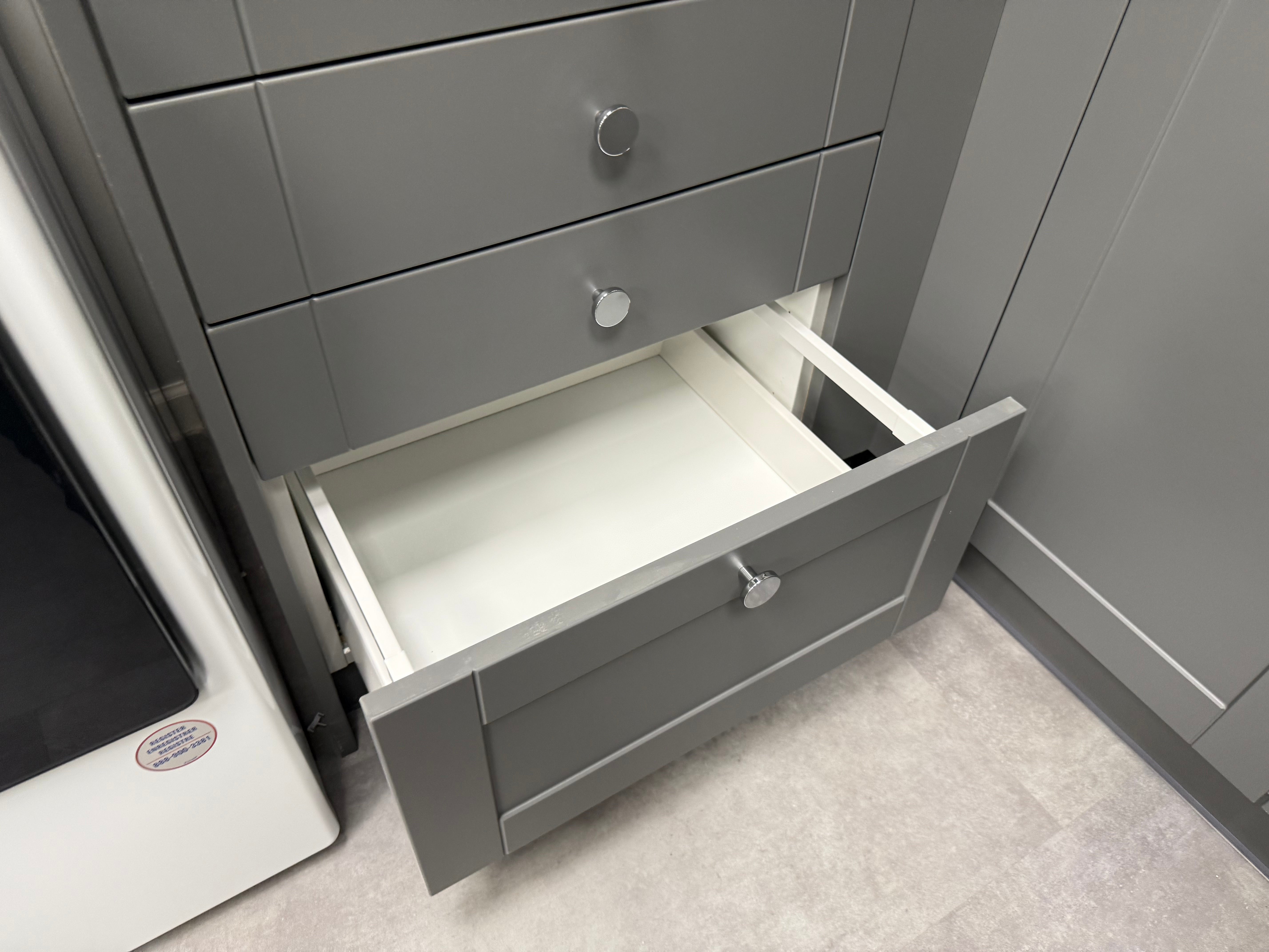 Wren Shaker Classic Lava Gray Matte Laundry Room
