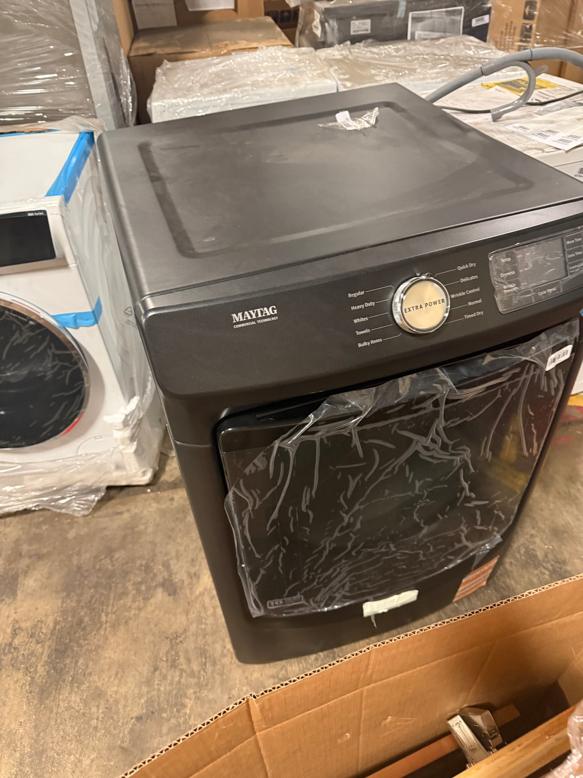 Heavy duty residential electric dryer with glass door and digital control panel